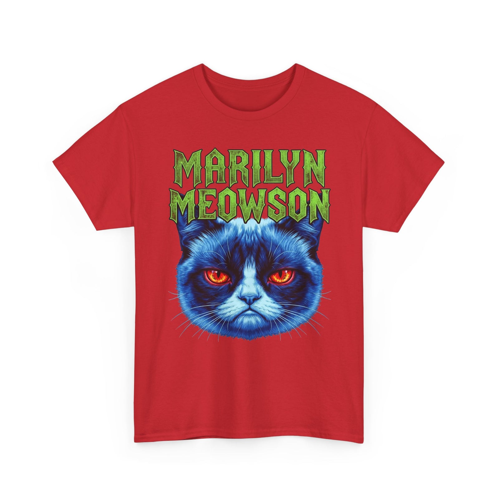 Marilyn Meowson Cat Band Tee — Retro Neon Gothic Graphic T-Shirt