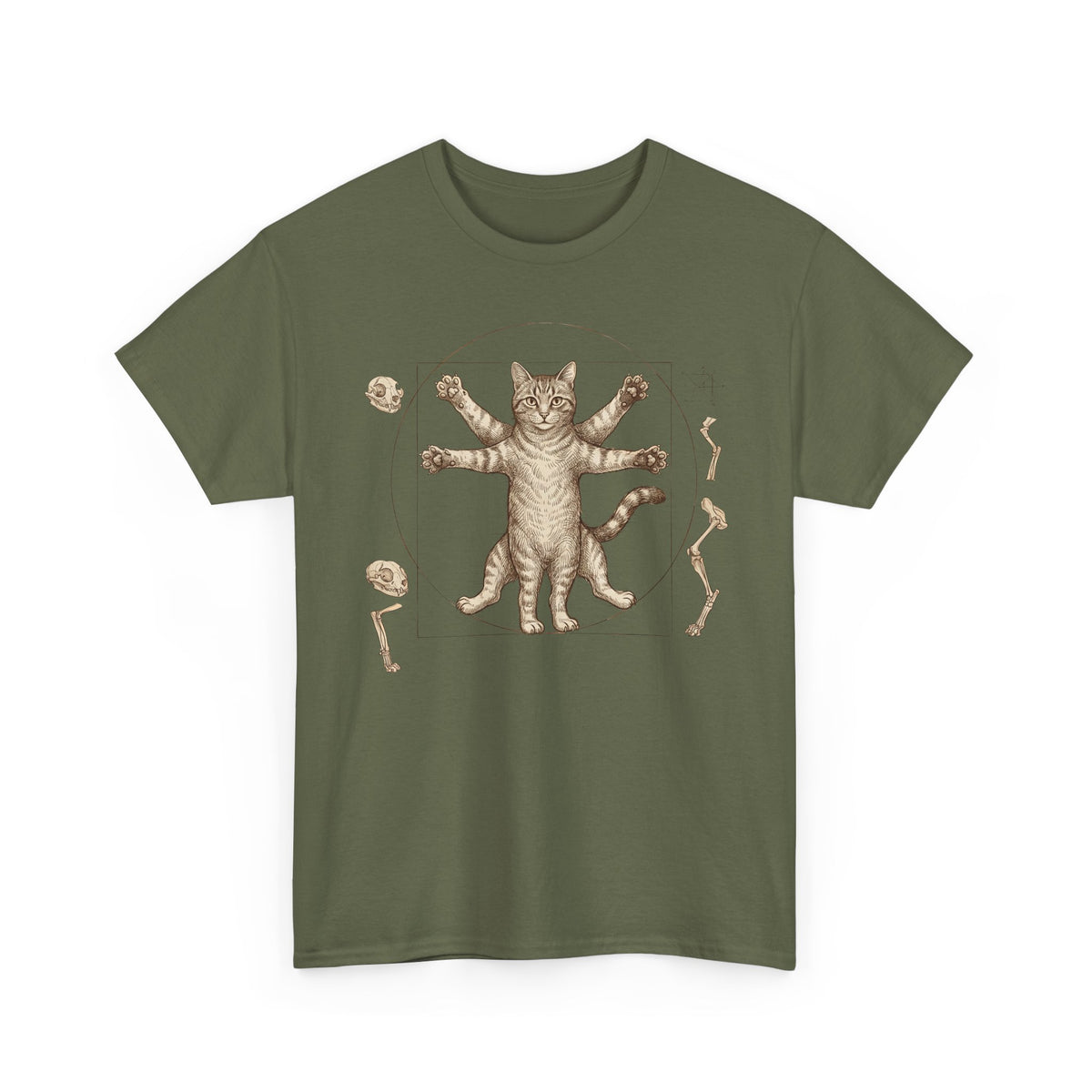Vitruvian Cat T-Shirt — Anatomical Cat Art Tee