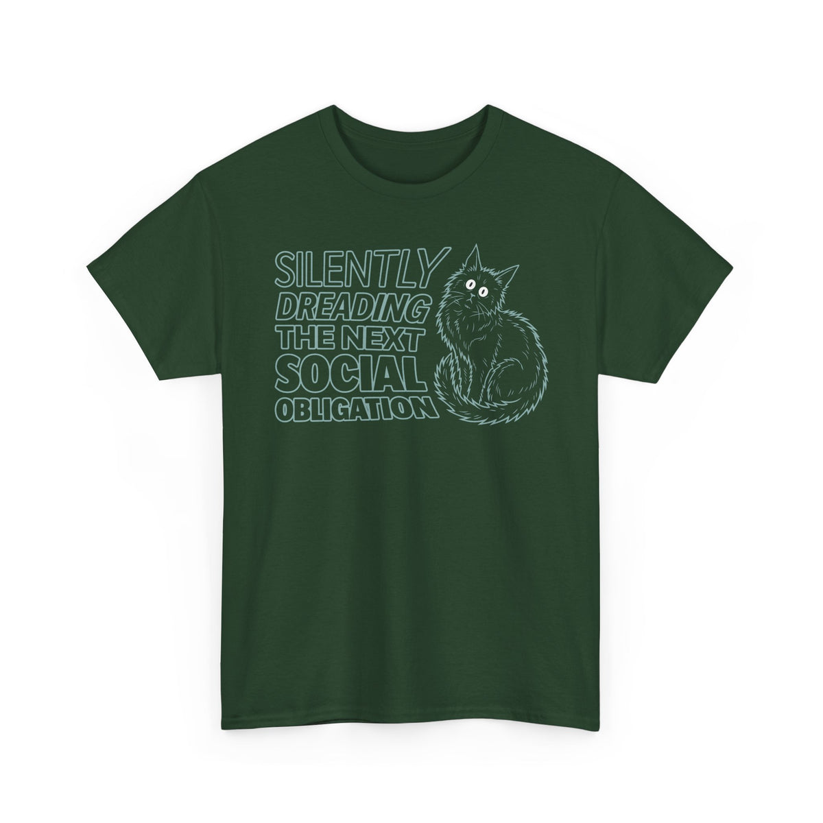Introvert Cat T-Shirt — "Silently Dreading the Next Social Obligation"