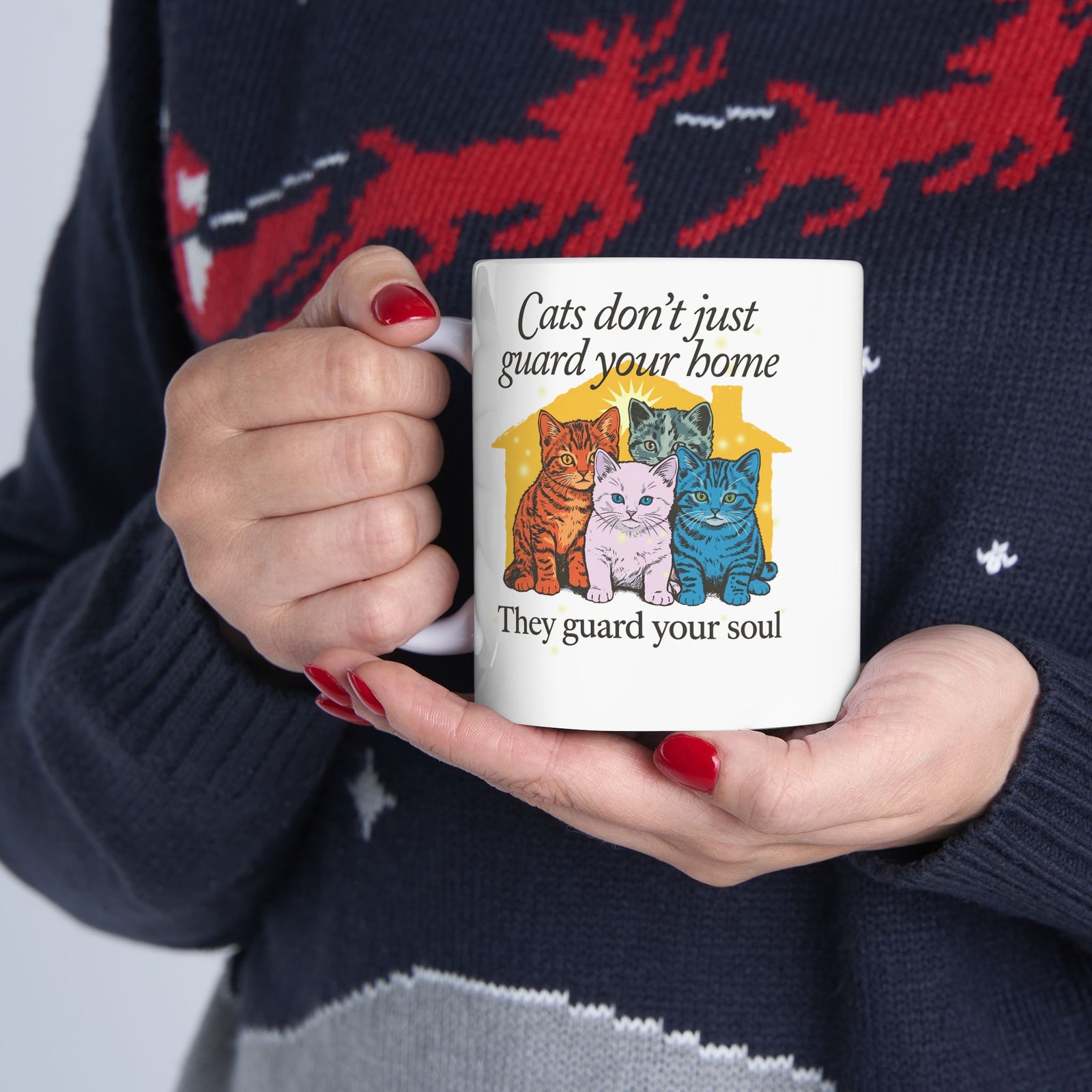 Cats Don't Just Guard Your Home Ceramic Mug — Funny Cat Lover Mug