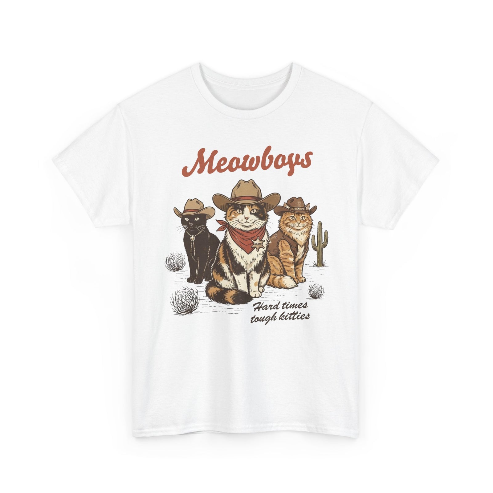 Meowboys Cat Cowboy T-Shirt — Funny Western Cat Tee for Cat Lovers