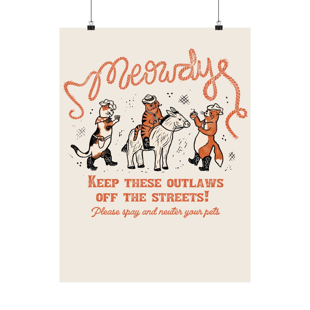 Meowdy Cat Poster — Funny Cowgirl Cat Poster