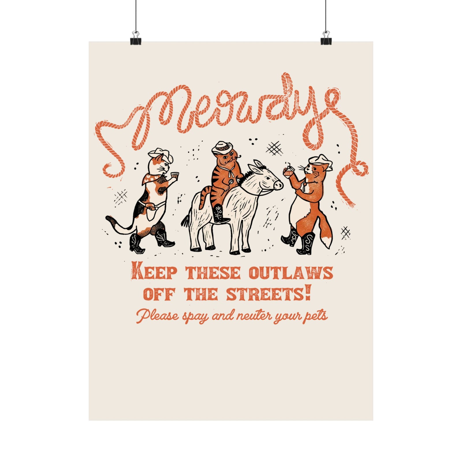 Meowdy Cat Poster — Funny Cowgirl Cat Poster