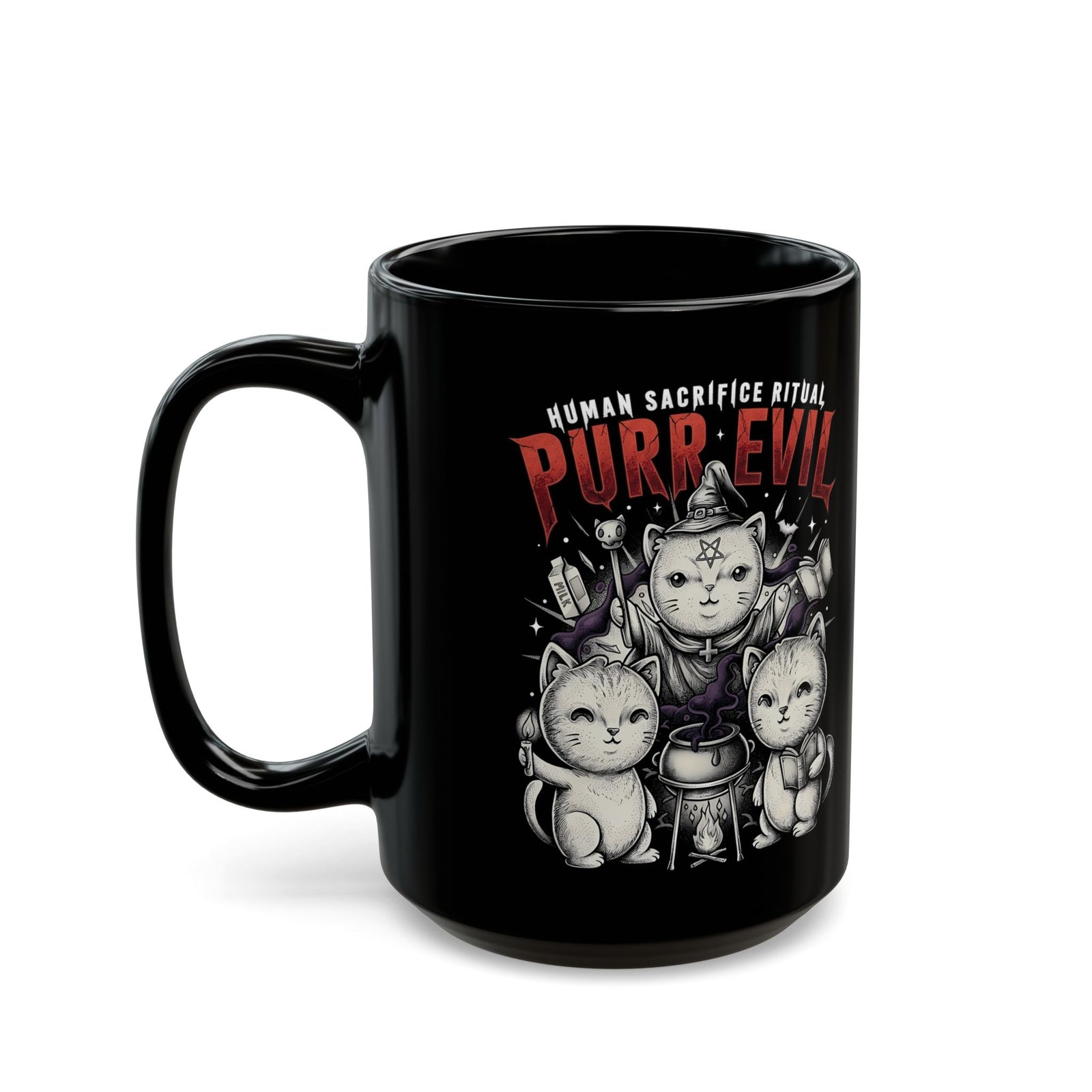 Purr Evil Witch Cats Black Mug — Spooky Alternative Magic Drinkware