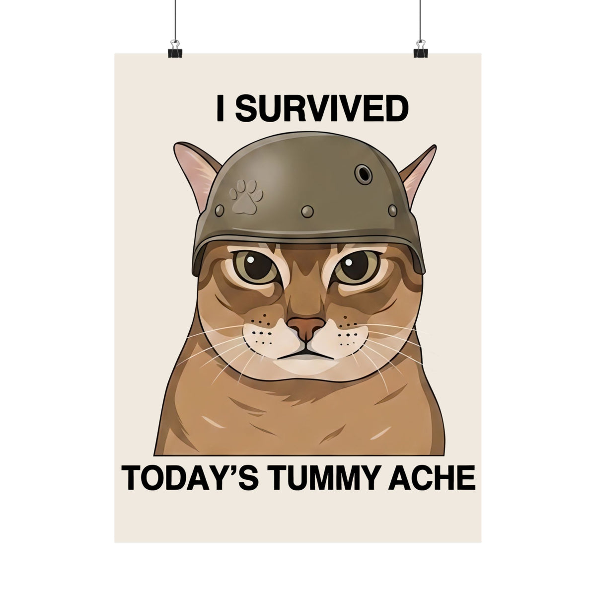 I Survived Today's Tummy Ache Poster — Funny Novelty Poster for Moms, Kids &amp; Caregivers