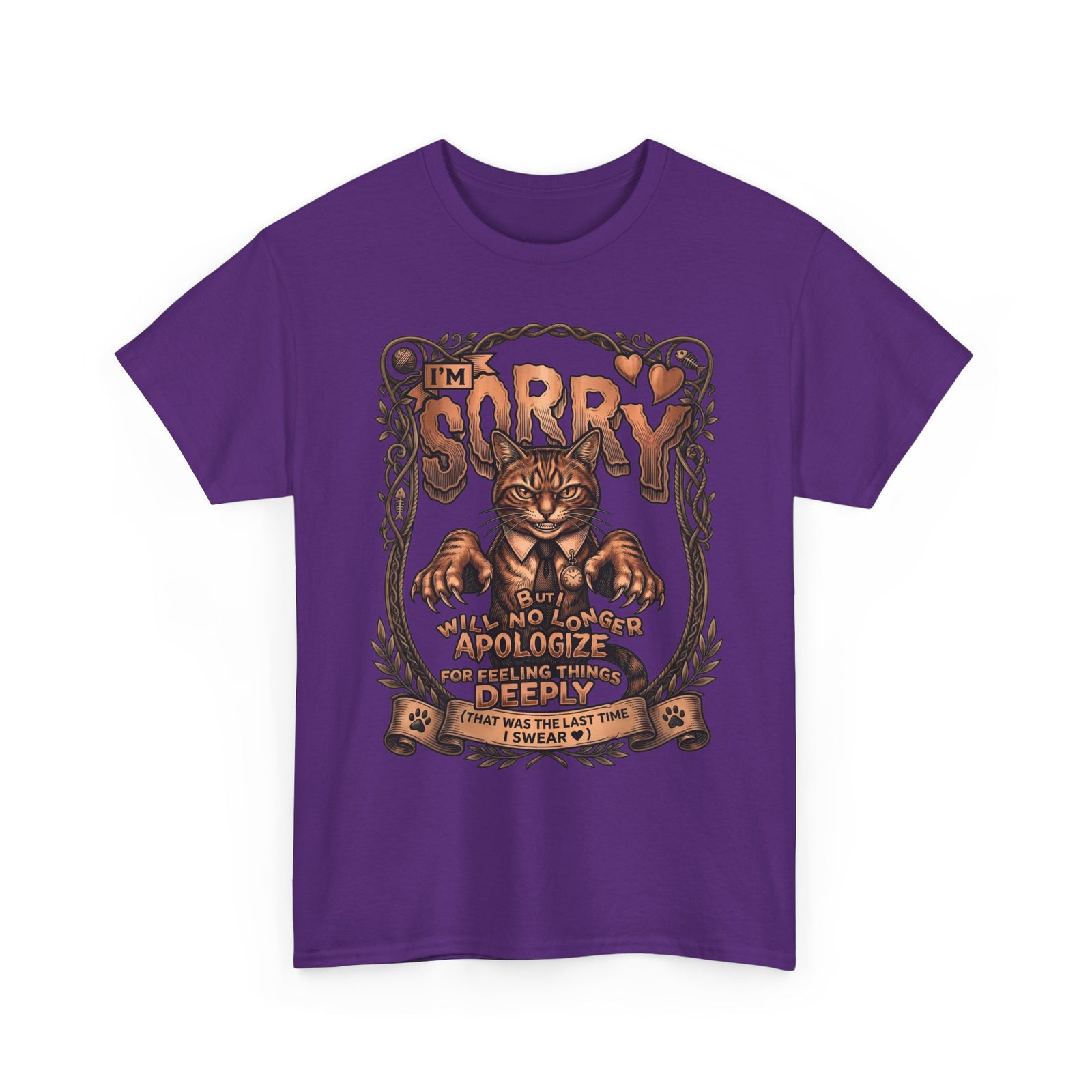 I'm Sorry But Will No Longer Apologize Tabby Cat Shirt — Funny Sarcastic Quote T-Shirt