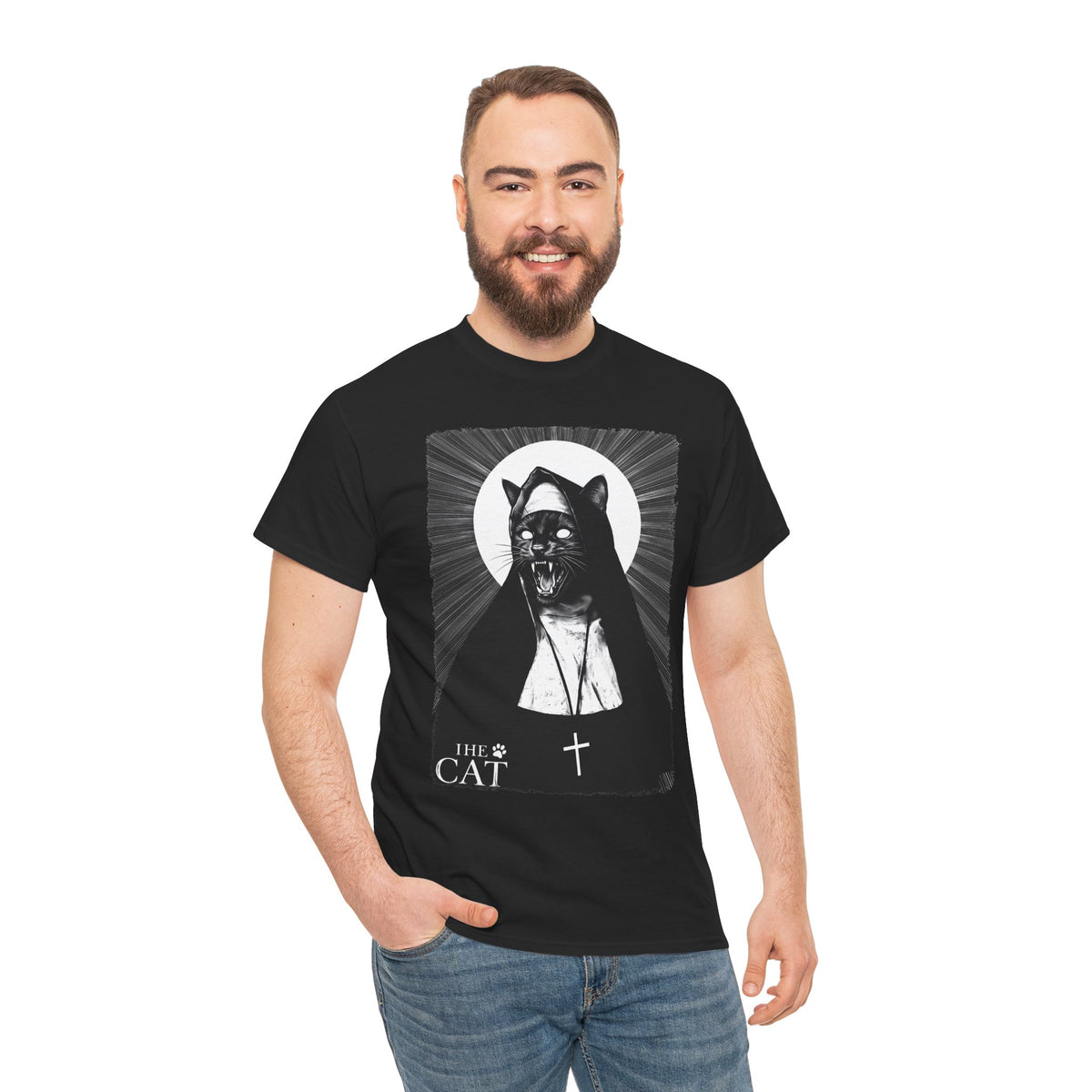 The Cat Horror Movie Parody T-Shirt — Creepy Nun Black Cat Tee
