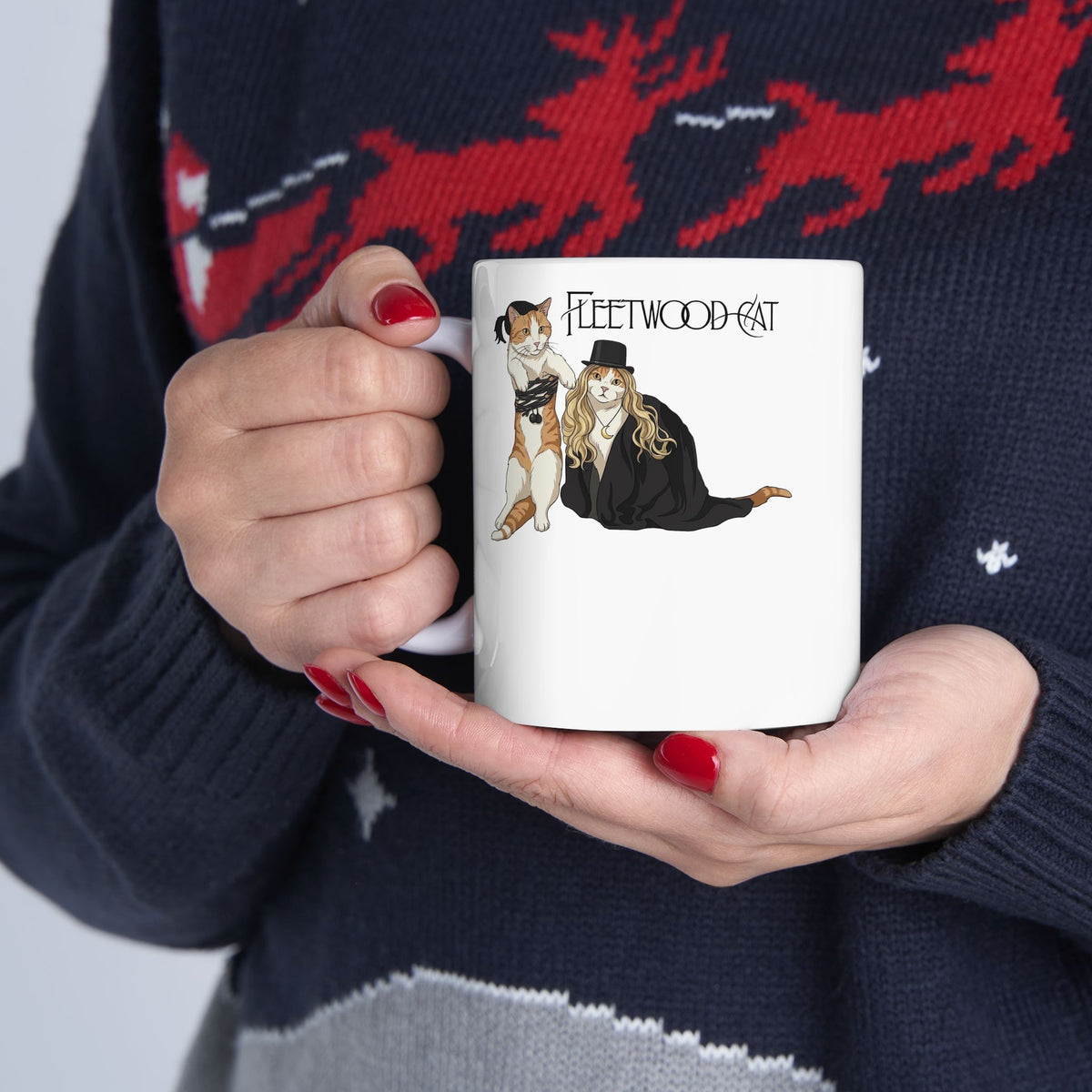 Fleetwood Cat Ceramic Mug – Vintage Band-Inspired Cat Graphic Mug