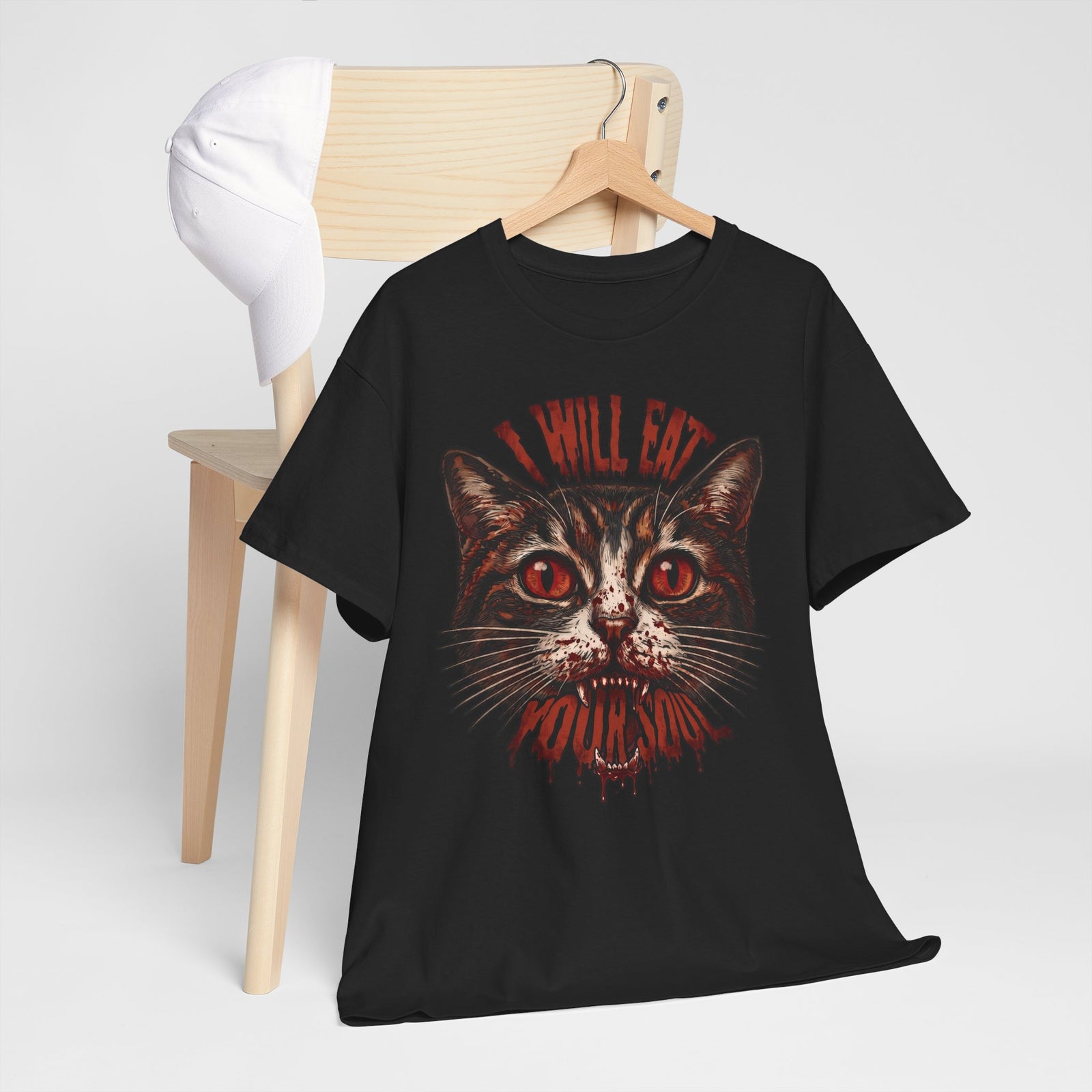 I Will Eat Your Soul T-Shirt — Horror Demon Cat Graphic Tee