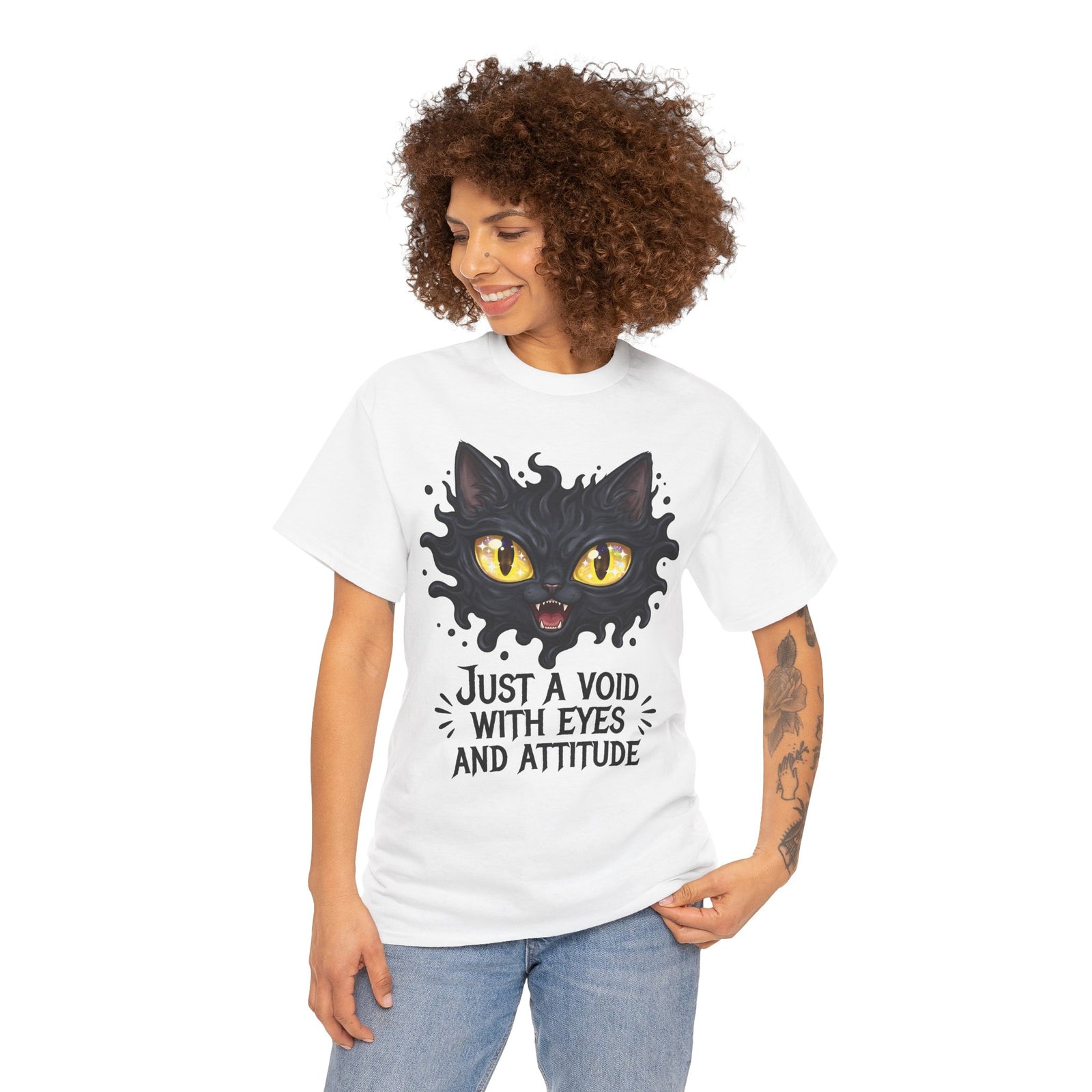 Just A Void With Eyes And Attitude Shirt — Funny Black Cat T-Shirt