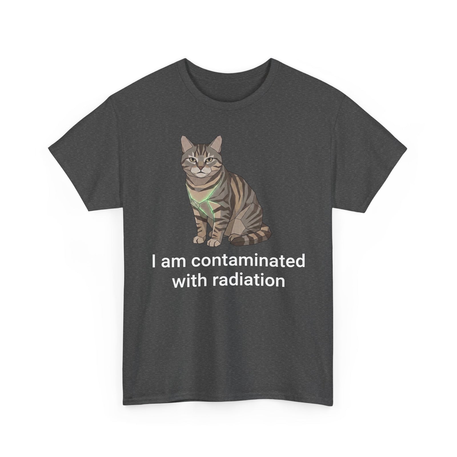Funny Cat T-Shirt "I Am Contaminated with Radiation" Humorous Retro Radioactive Tee