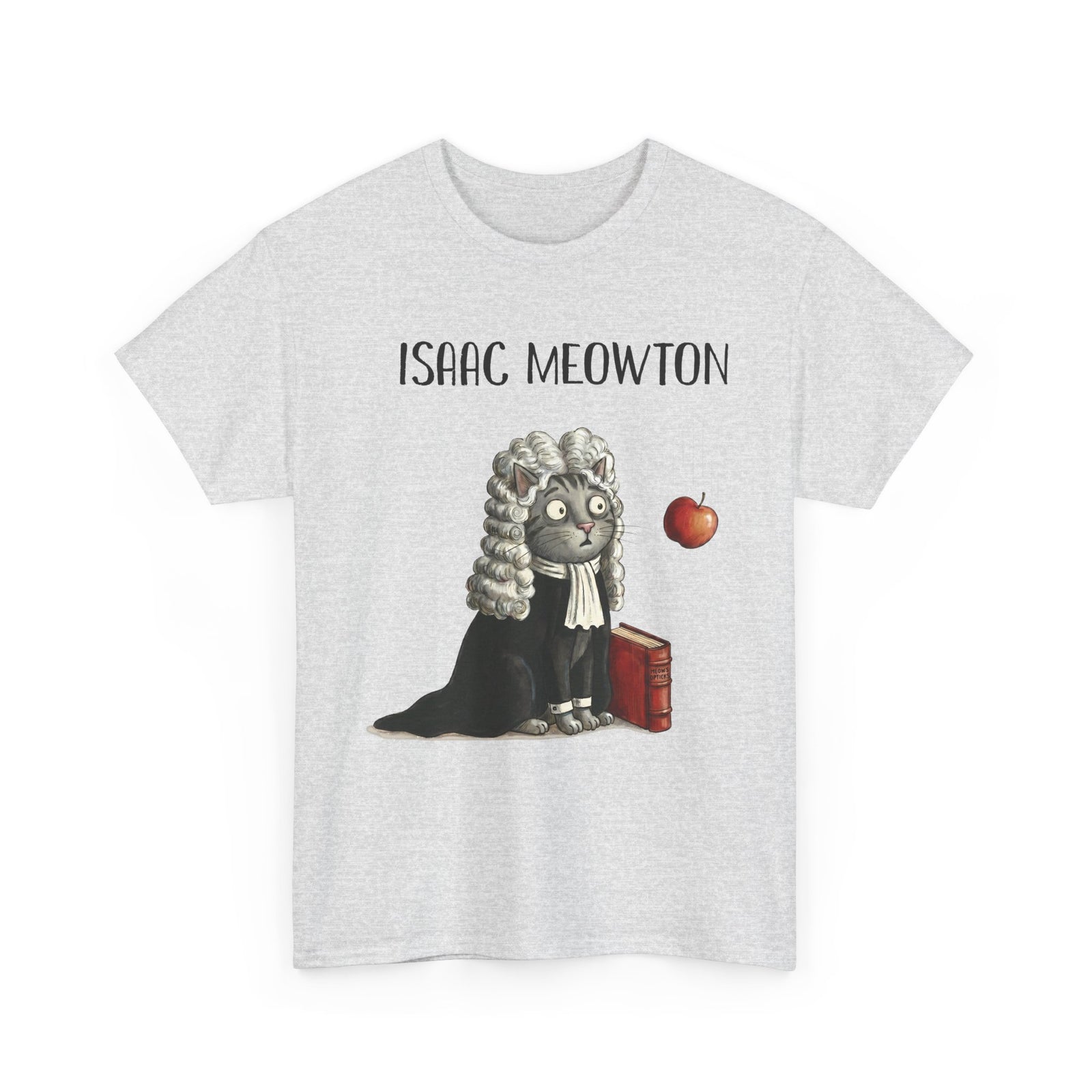 Isaac Meowton T-Shirt — Funny Science Pun Cat Gravity Graphic Tee