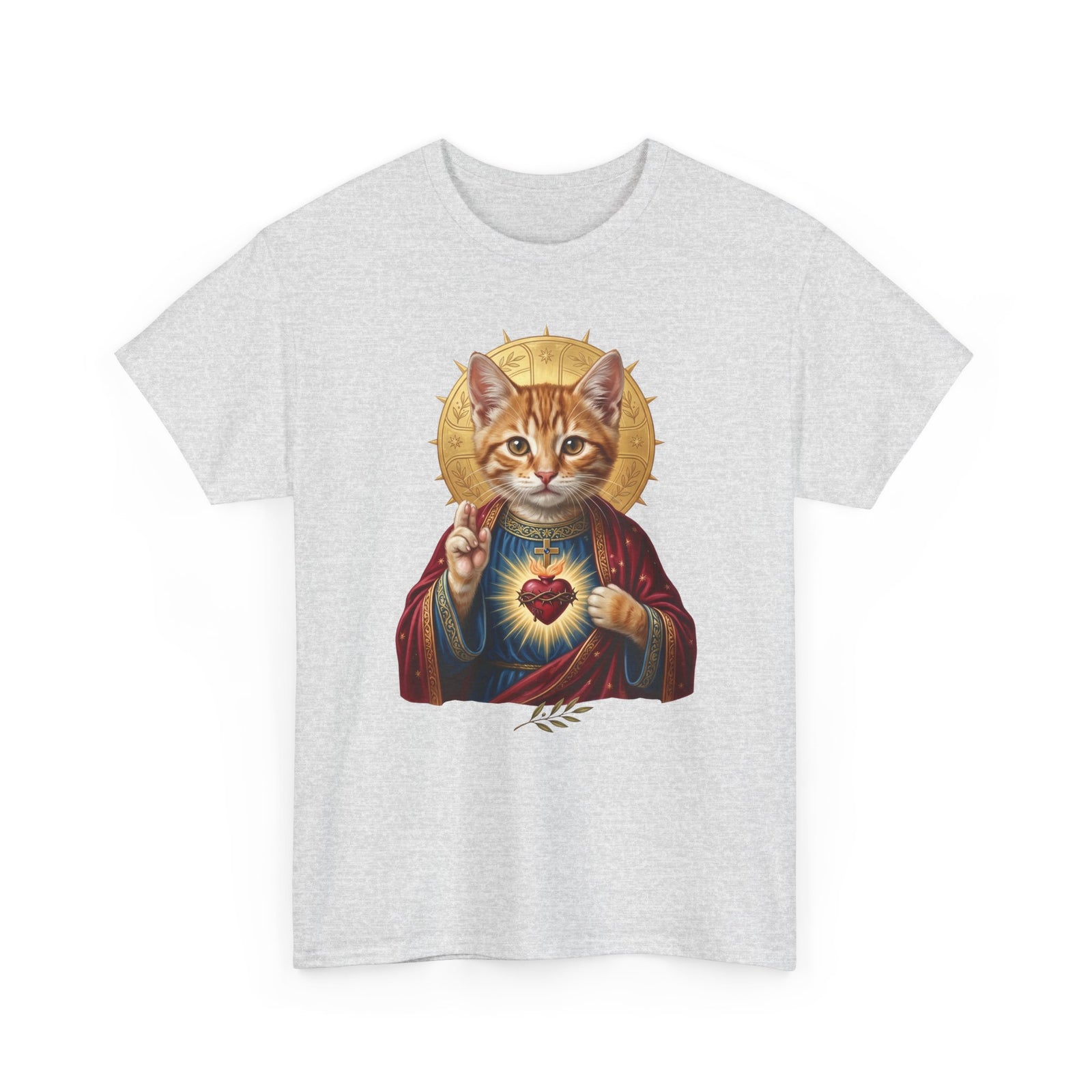 Sacred Heart Cat T-Shirt — Christian Religious Cat Lover Graphic Tee