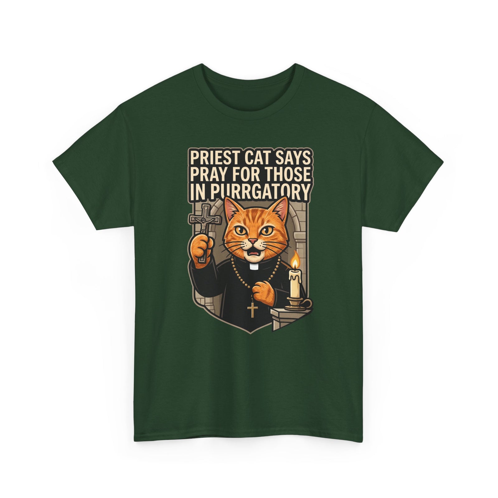 Priest Cat 'Pray For Those In Purratory' T-Shirt