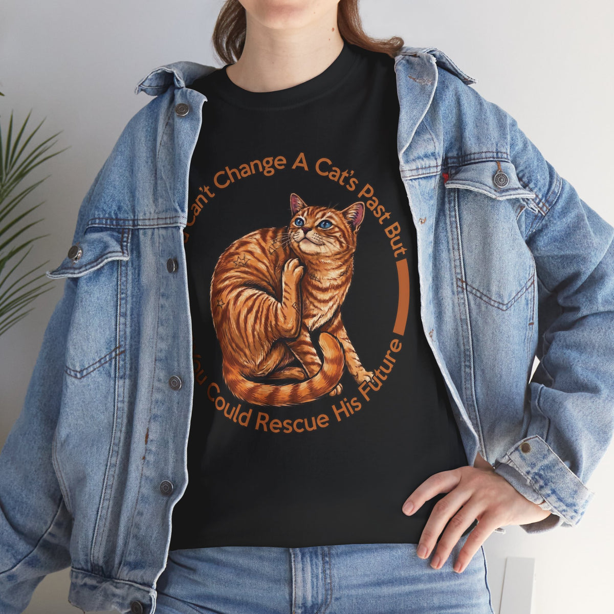 Rescue Cat T-Shirt — You Can't Change A Cat's Past Adoption Tee