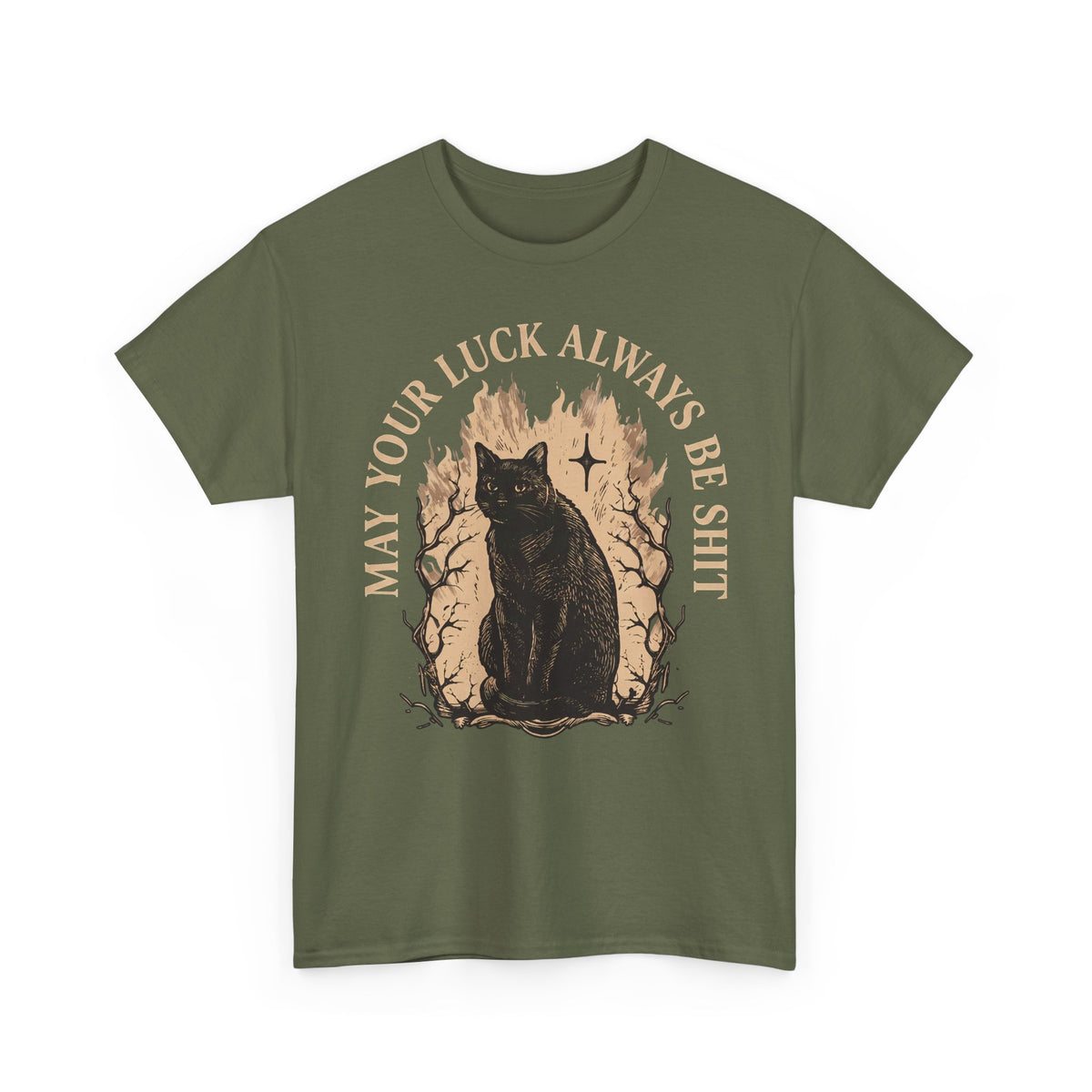 May Your Luck Always Be Shit Shirt — Funny Sarcastic Black Cat T-Shirt