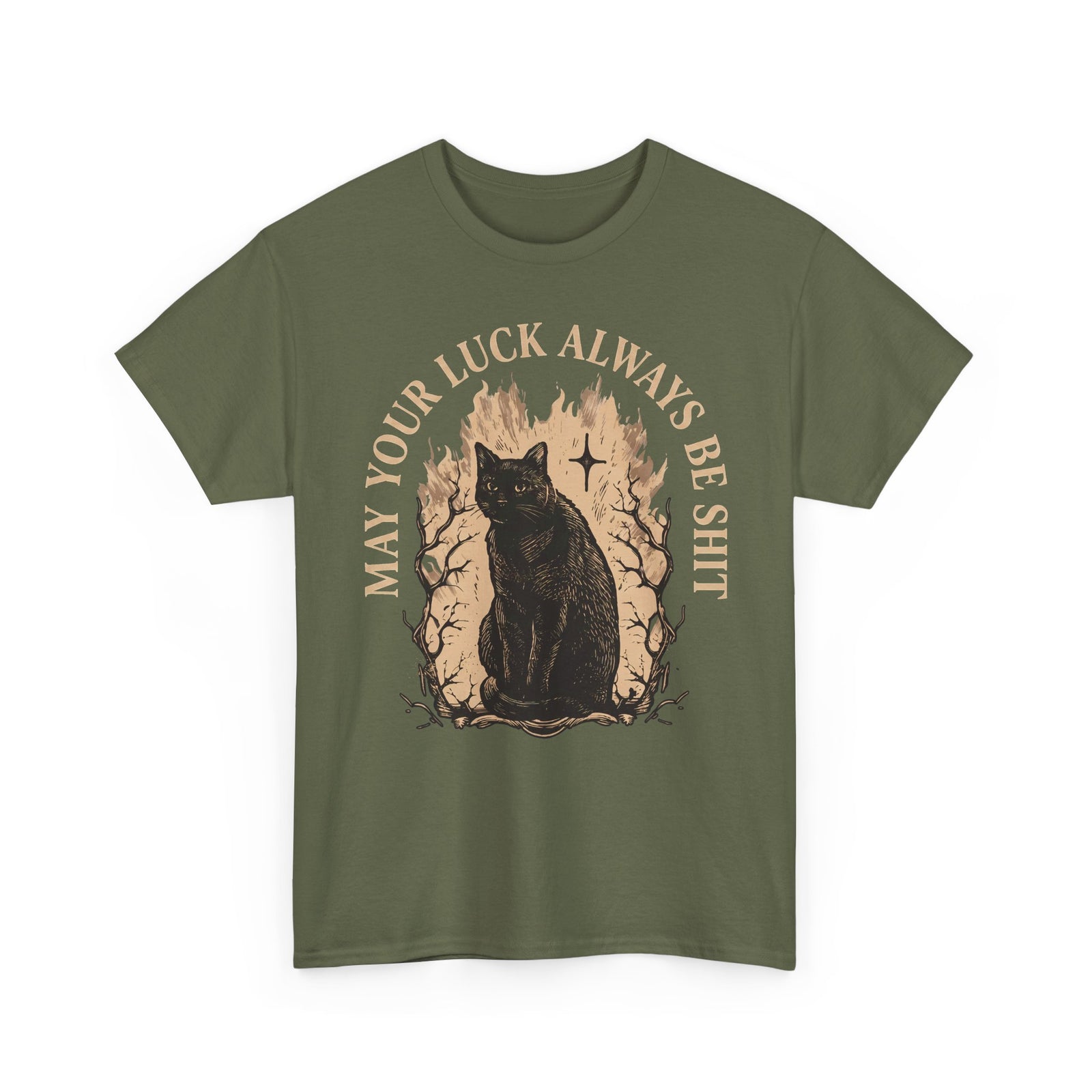 May Your Luck Always Be Shit Shirt — Funny Sarcastic Black Cat T-Shirt