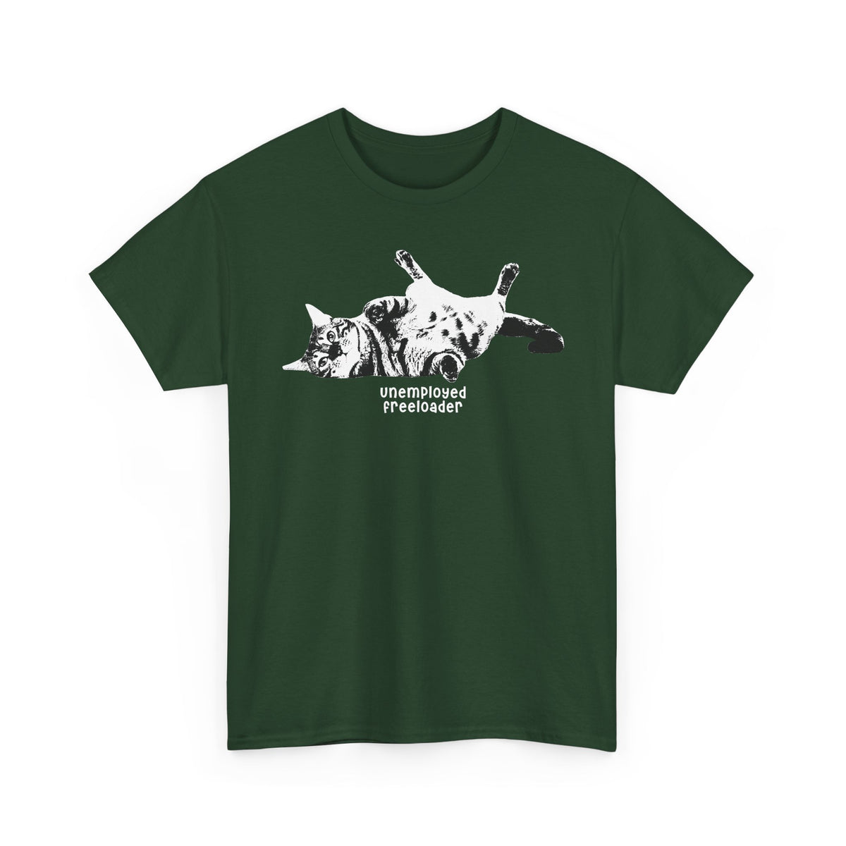 Unemployed Freeloader Cat T-Shirt — Funny Lazy Cat Graphic Tee