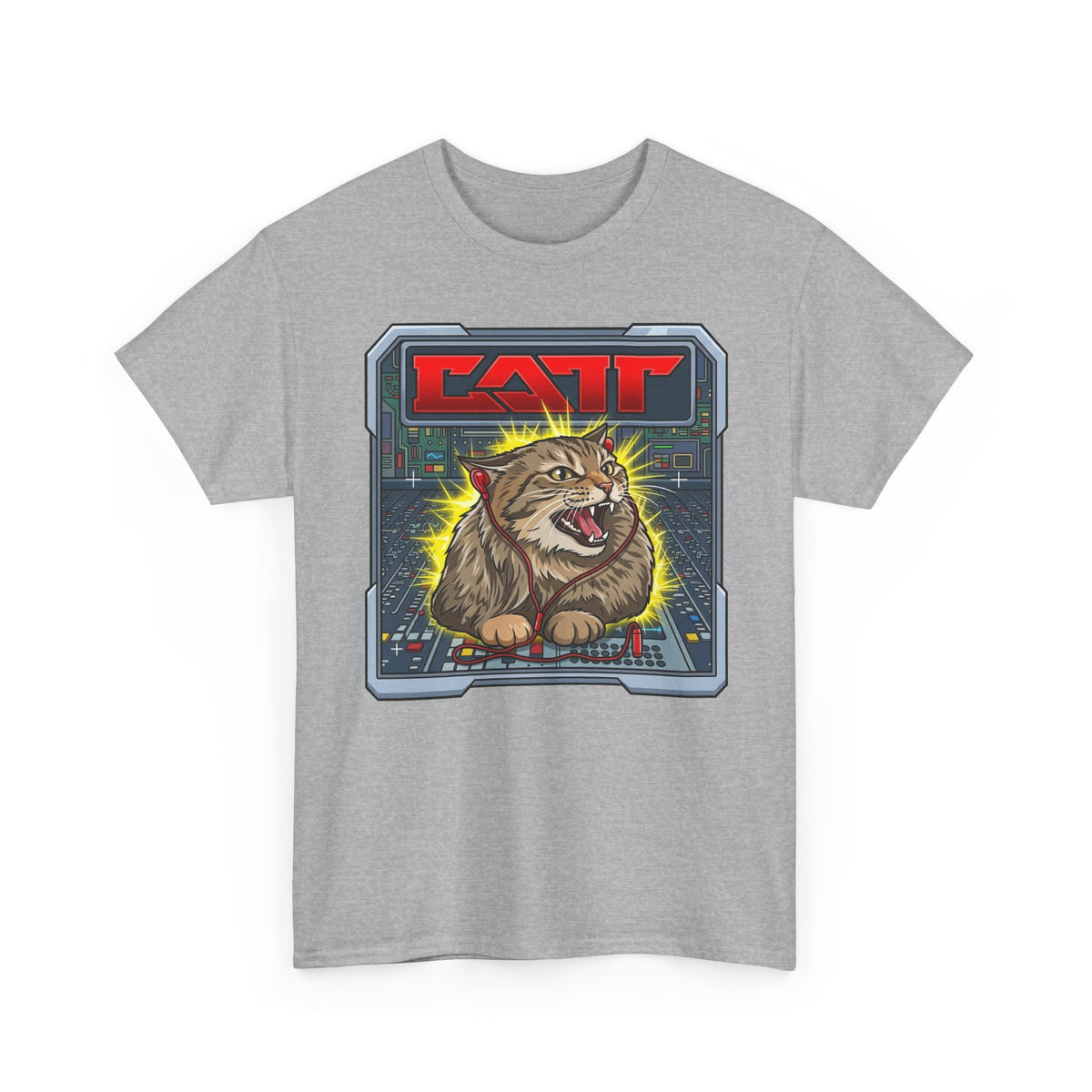 80s Hair Metal Cat T-Shirt — Vintage Rock Cat Graphic Tee