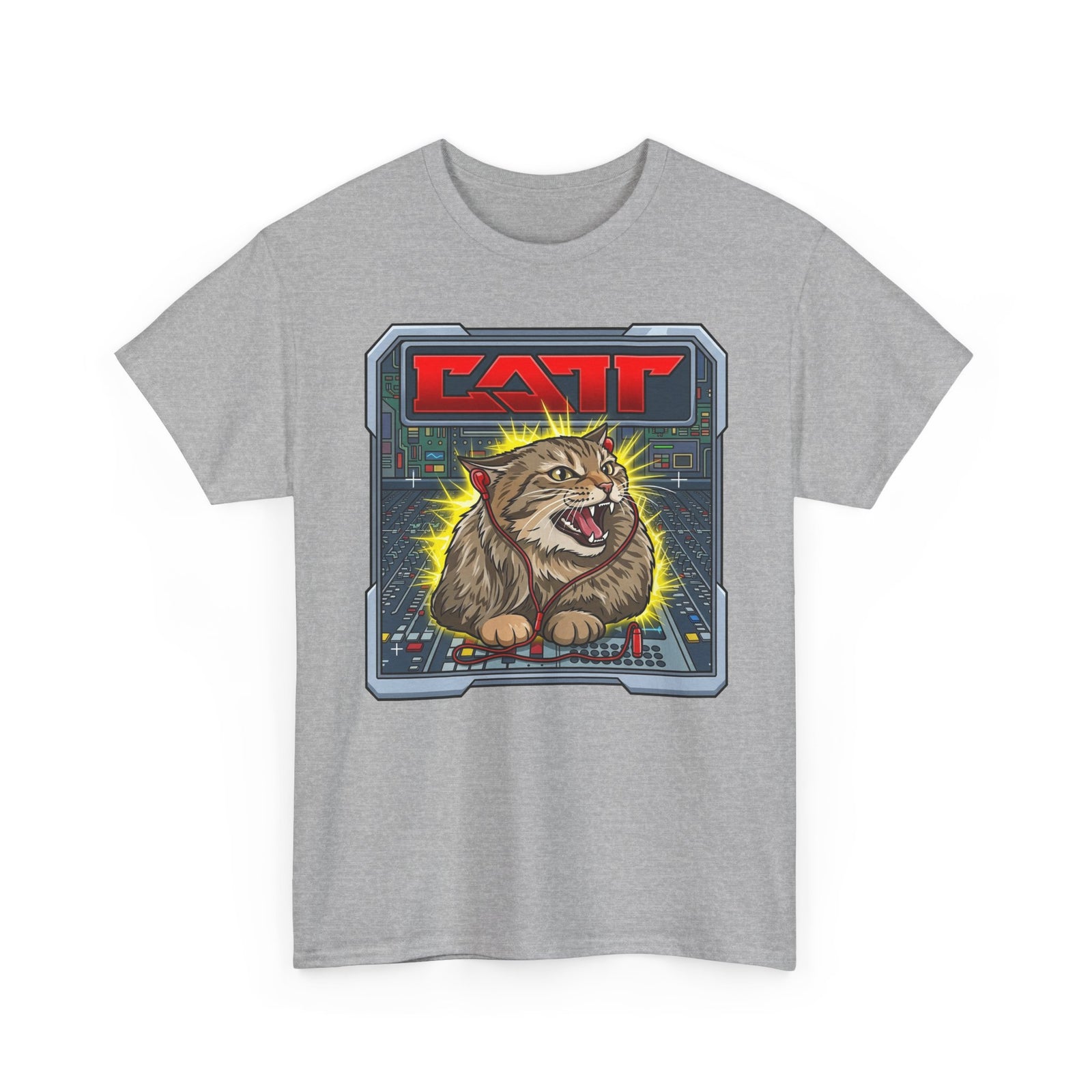 80s Hair Metal Cat T-Shirt — Vintage Rock Cat Graphic Tee