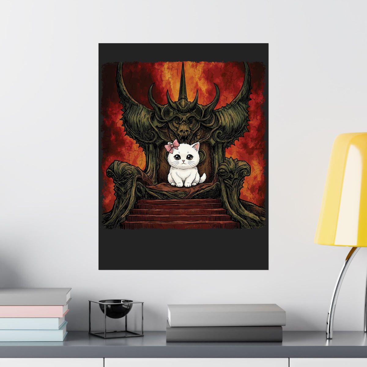 Evil Kitty Throne Kitten Poster — Cute Cat Dark Fantasy Graphic