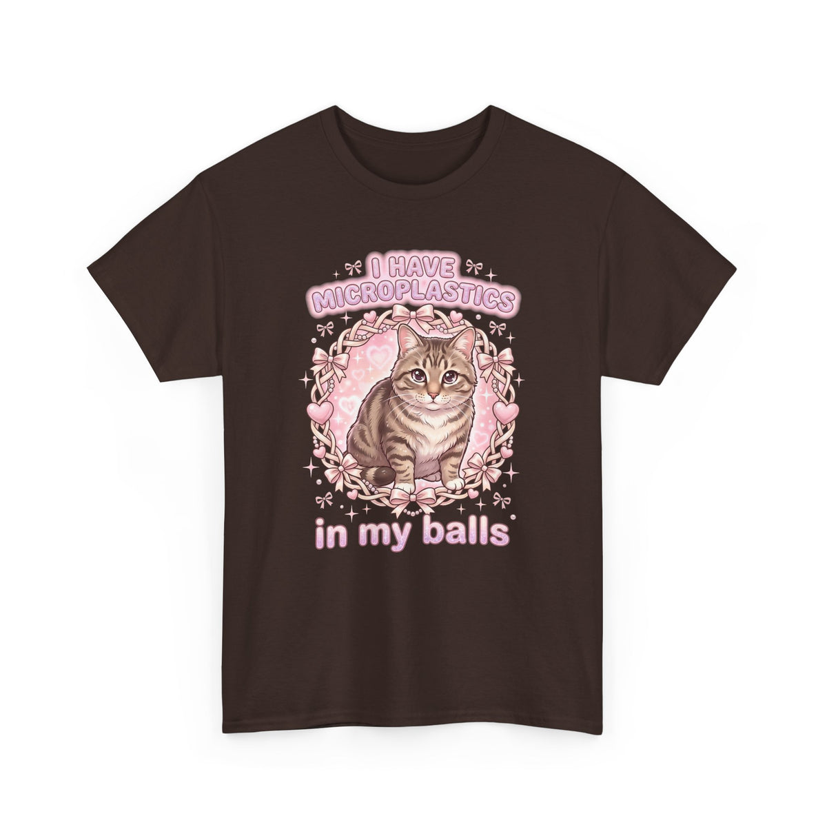 Funny Cat Tee "I Have Microplastics In My Balls" Meme Shirt