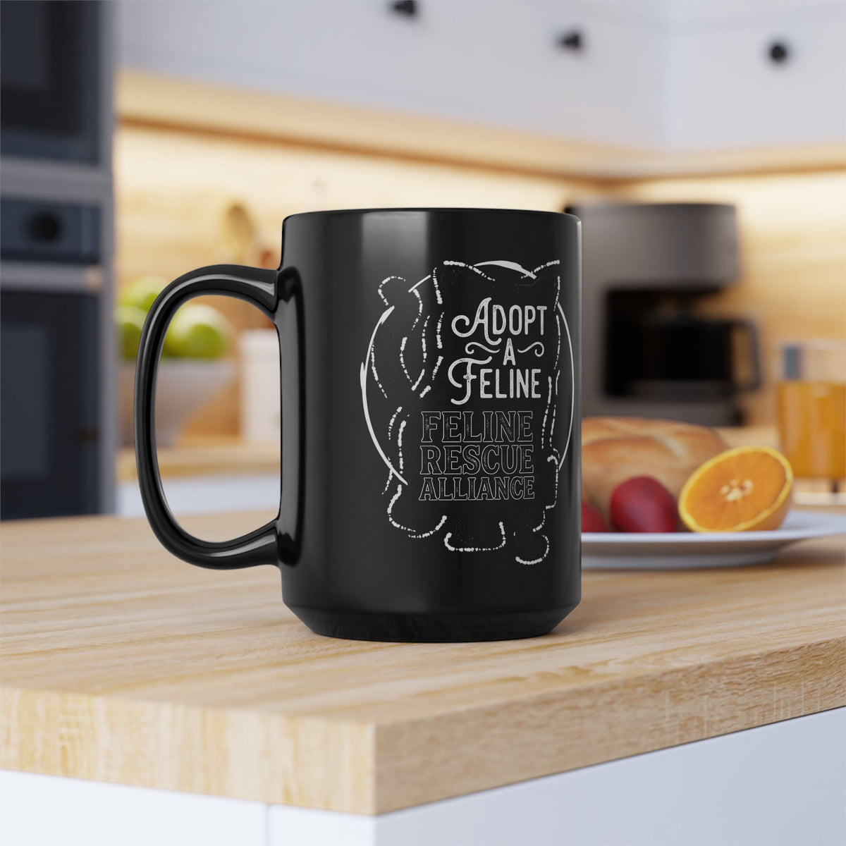 Adopt a Feline Black Mug – Feline Rescue Alliance Cat Mug, Cat Lover Graphic Mug