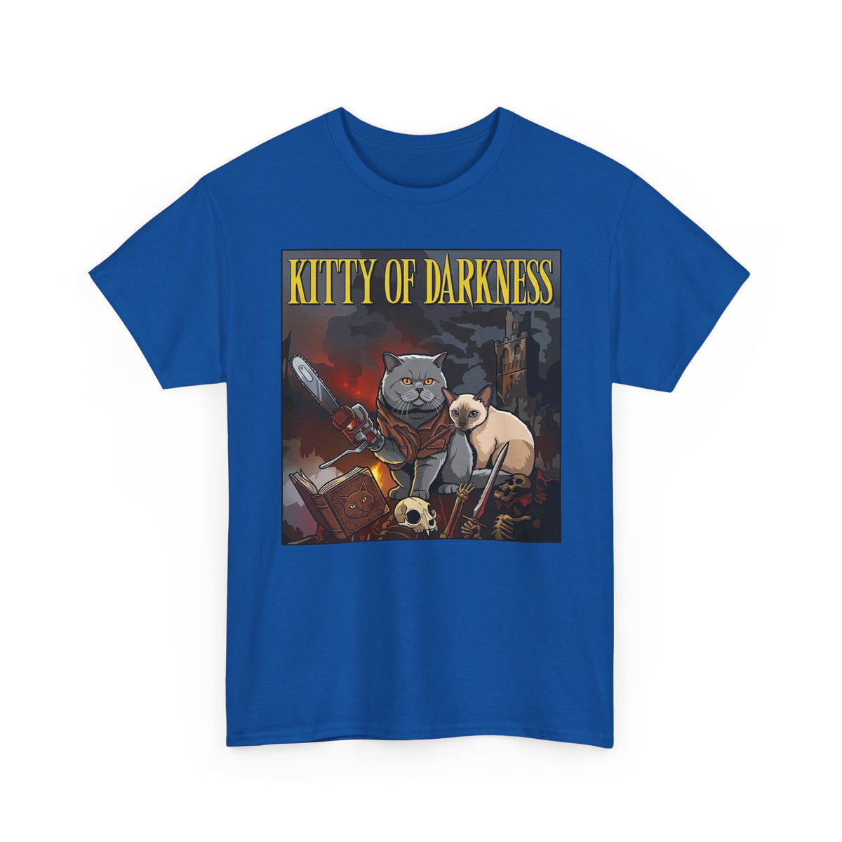 Kitty of Darkness Graphic Tee — Gothic Cat Horror Band Shirt