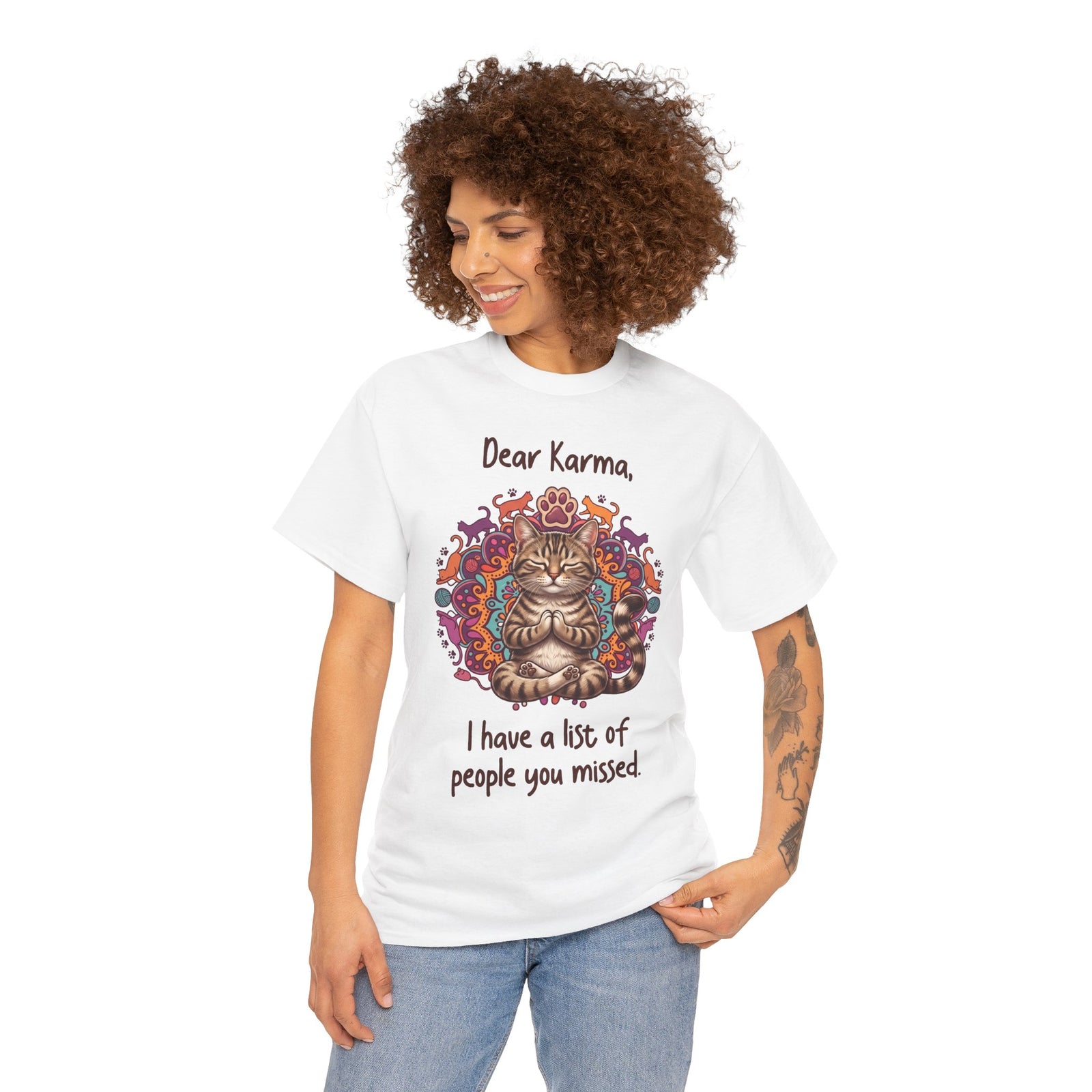 Dear Karma I Have A List Of People You Missed T-Shirt — Yoga Cat Tee