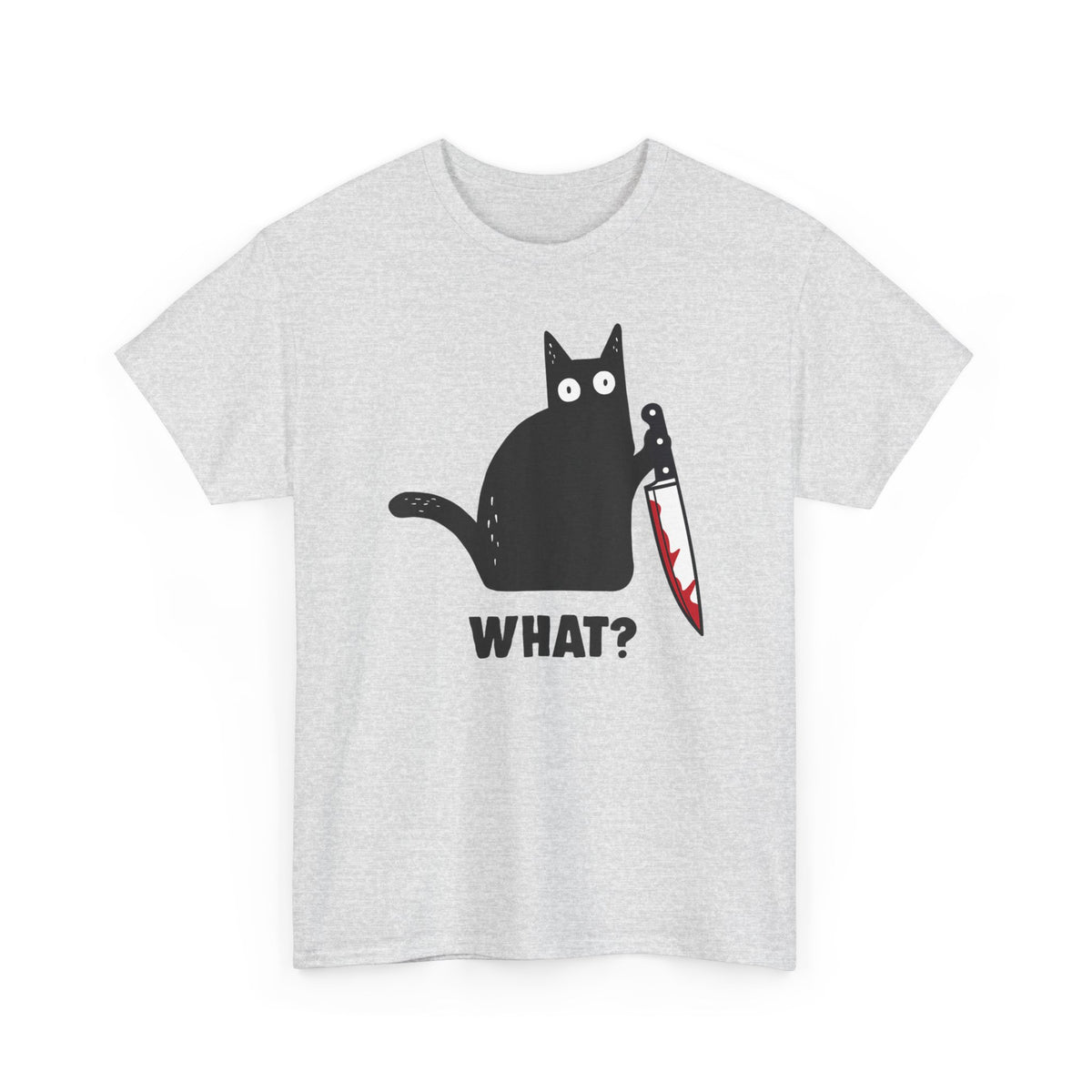 "WHAT?" Cat Funny Horror T‑Shirt