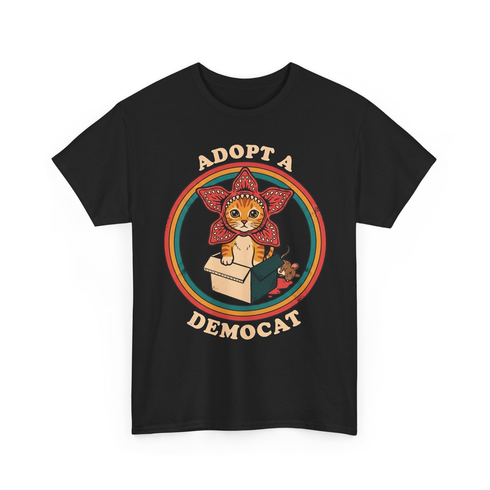 Adopt A Democat T-Shirt — Stranger Things Parody Orange Tabby Tee