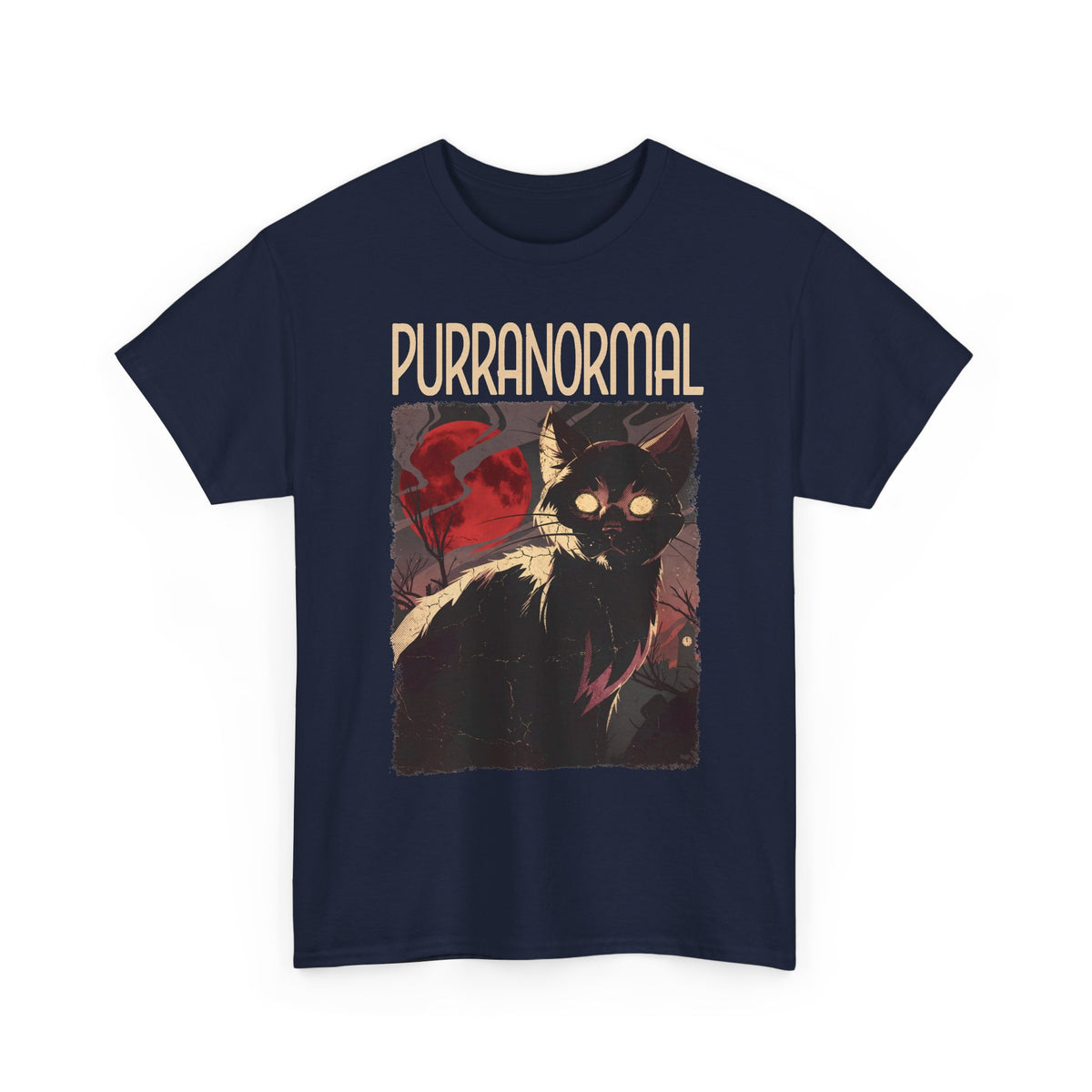 Purranormal Black Cat T-Shirt — Spooky Blood Moon Ghost Cat Tee