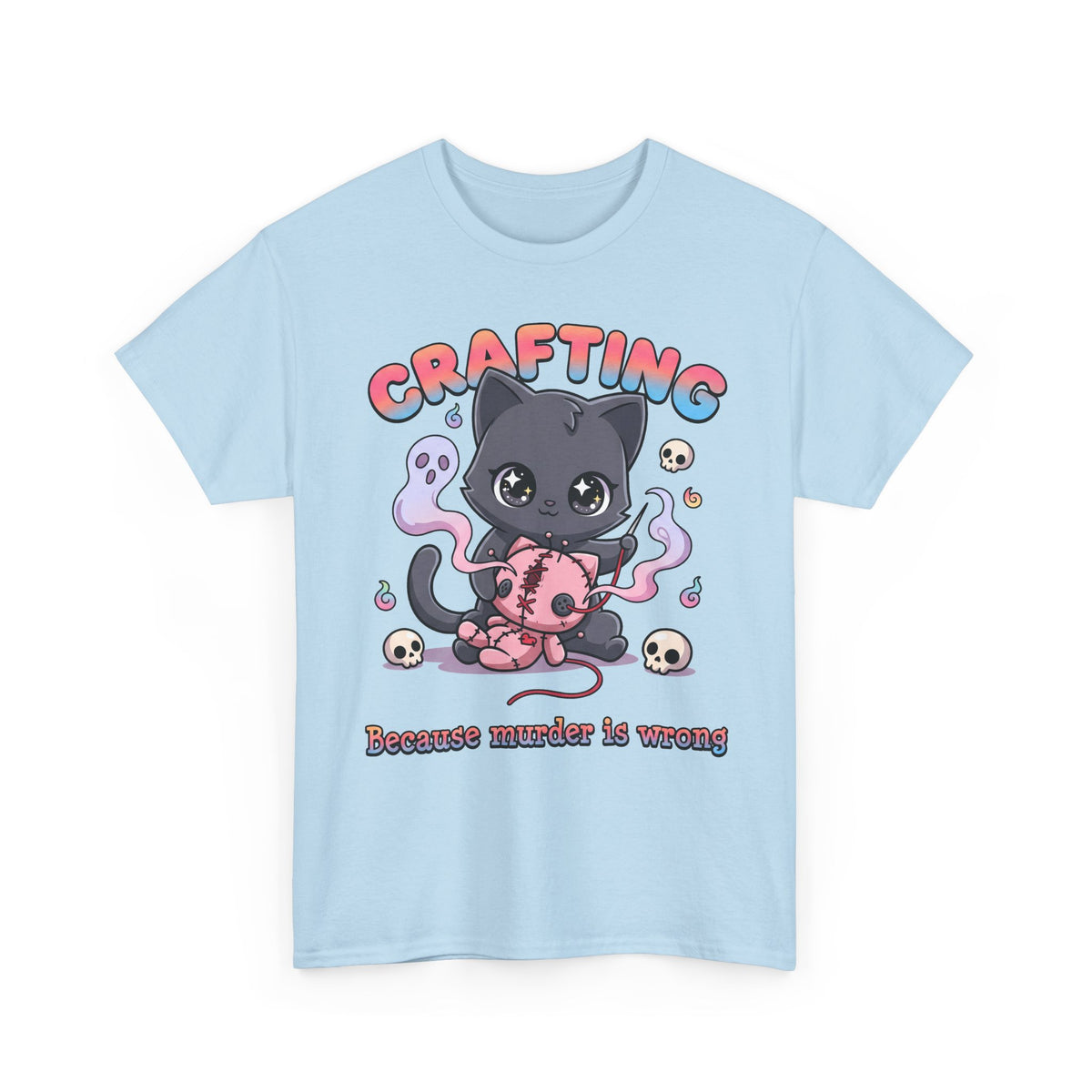 Crafting Because Murder Is Wrong Black Cat Shirt — Creepy Cute Voodoo Doll T-Shirt