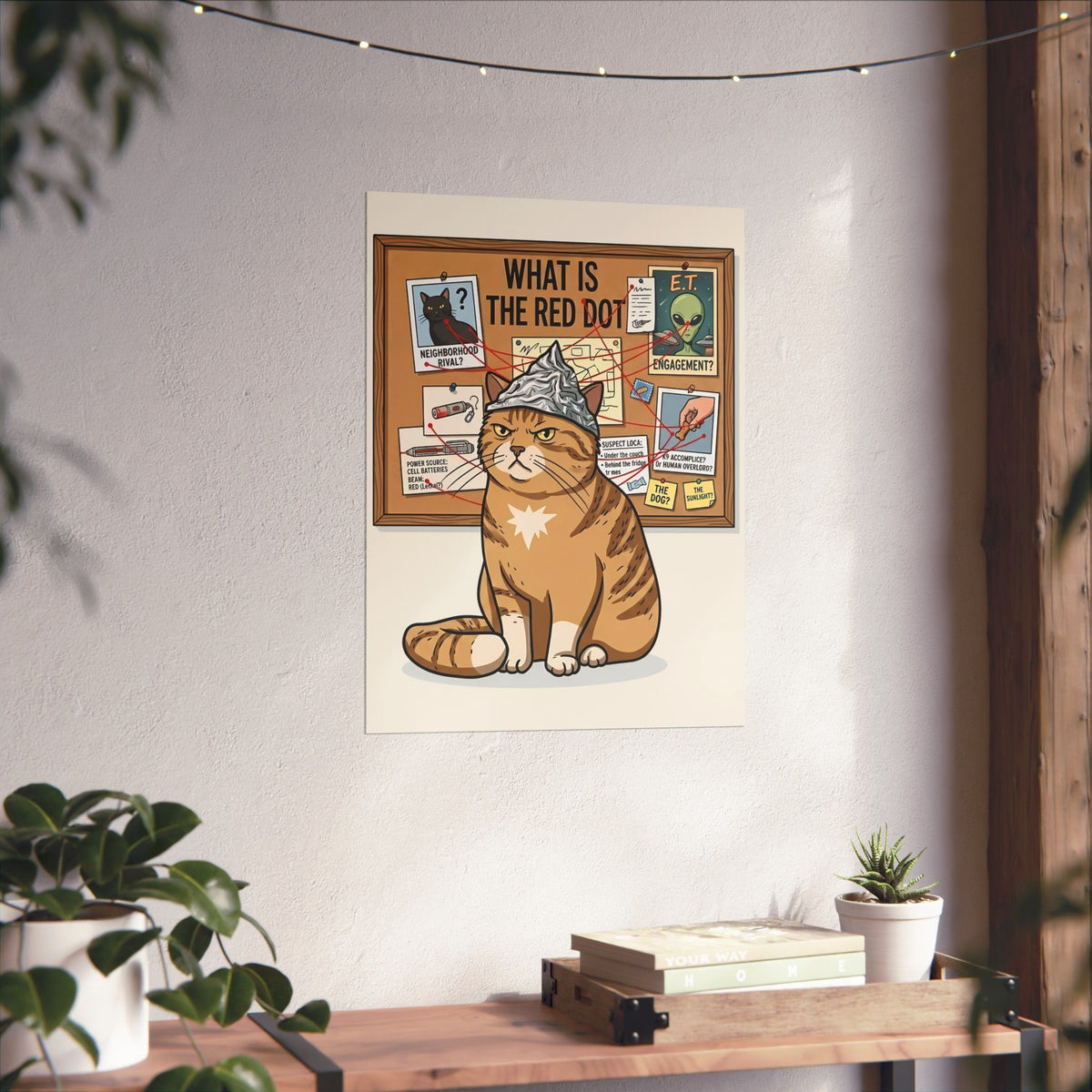 Funny Cat Conspiracy Poster "What Is The Red Dot?" Laser Pointer Humor