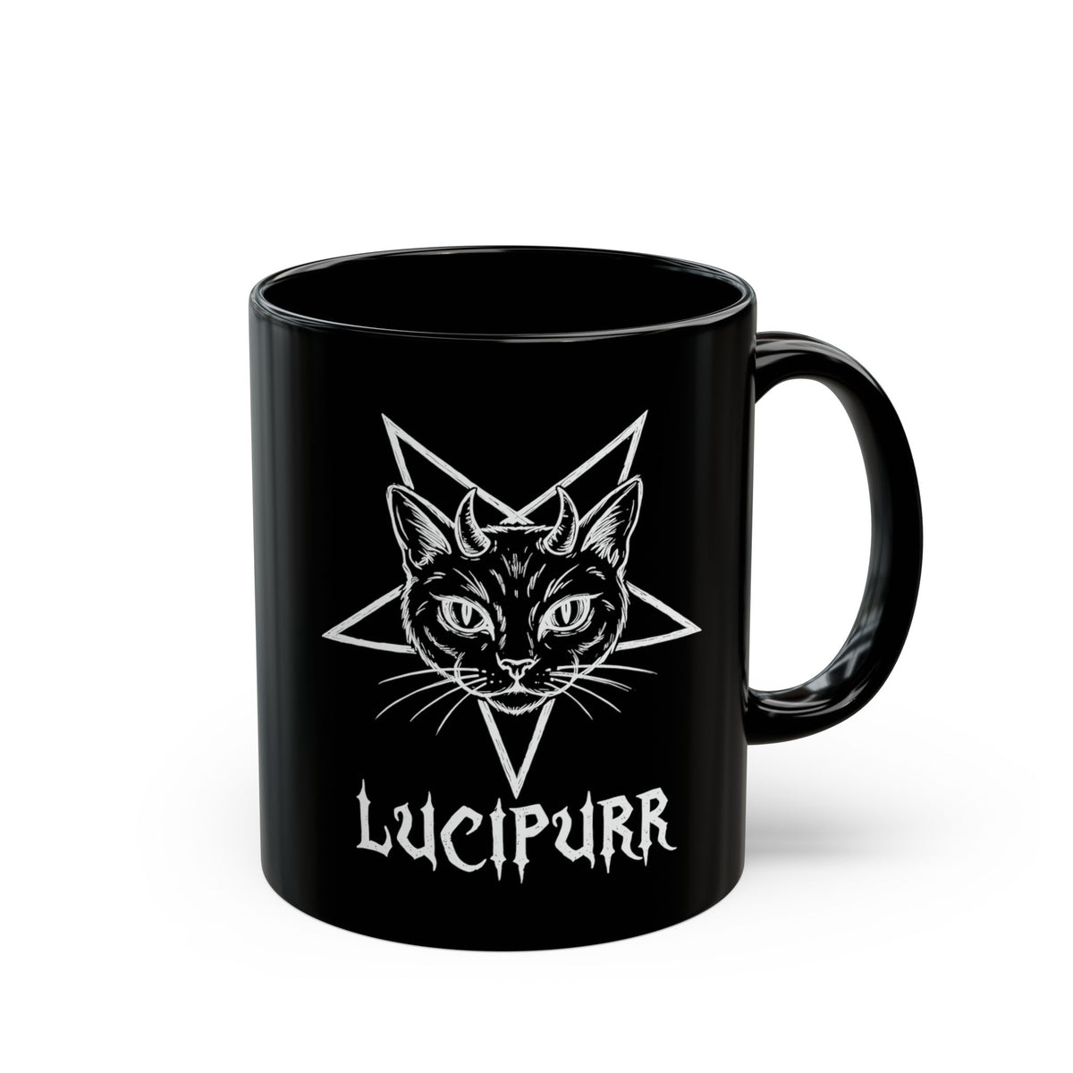 Lucipurr Lucifer Cat Black Mug — Gothic Cat Mug