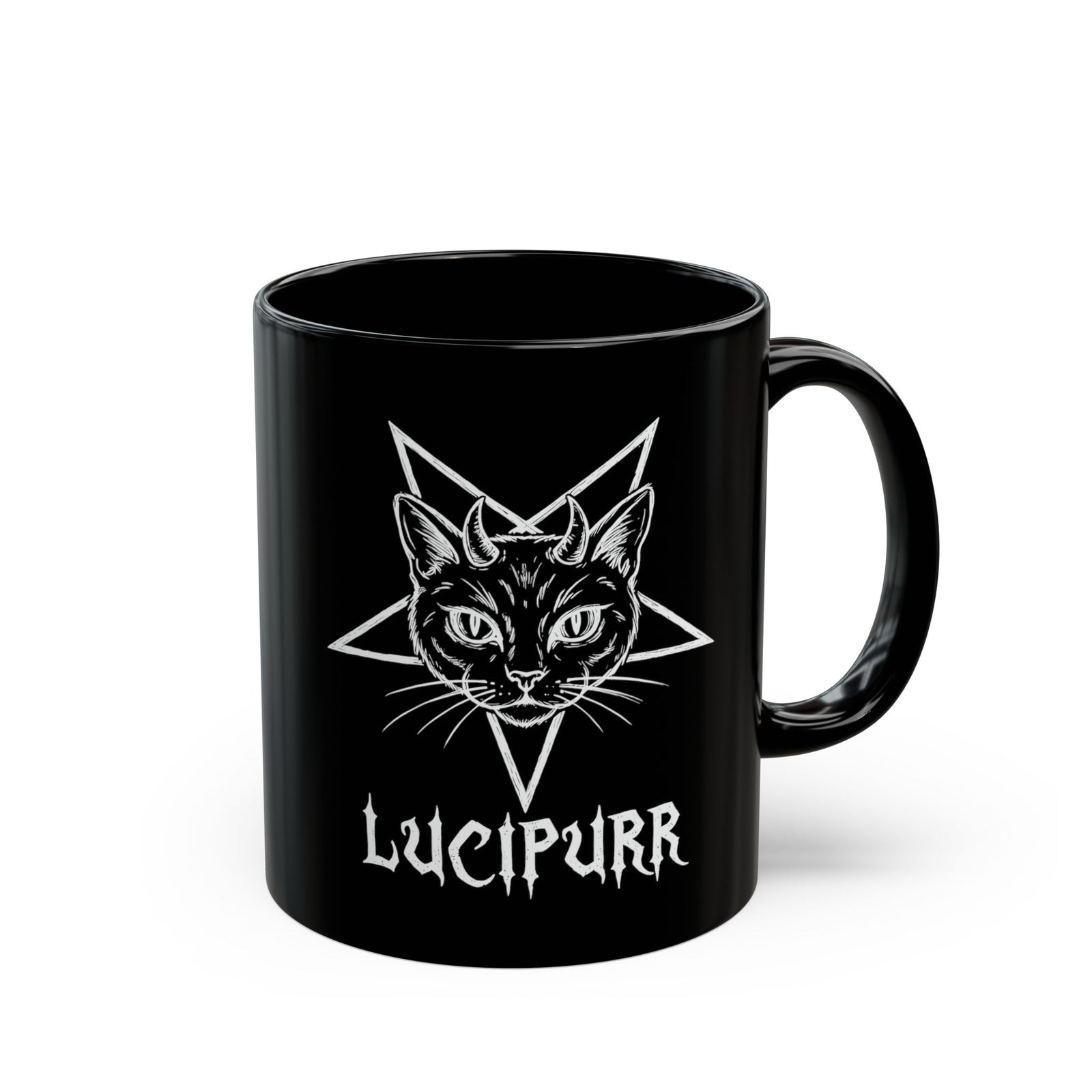 Lucipurr Lucifer Cat Black Mug — Gothic Cat Mug