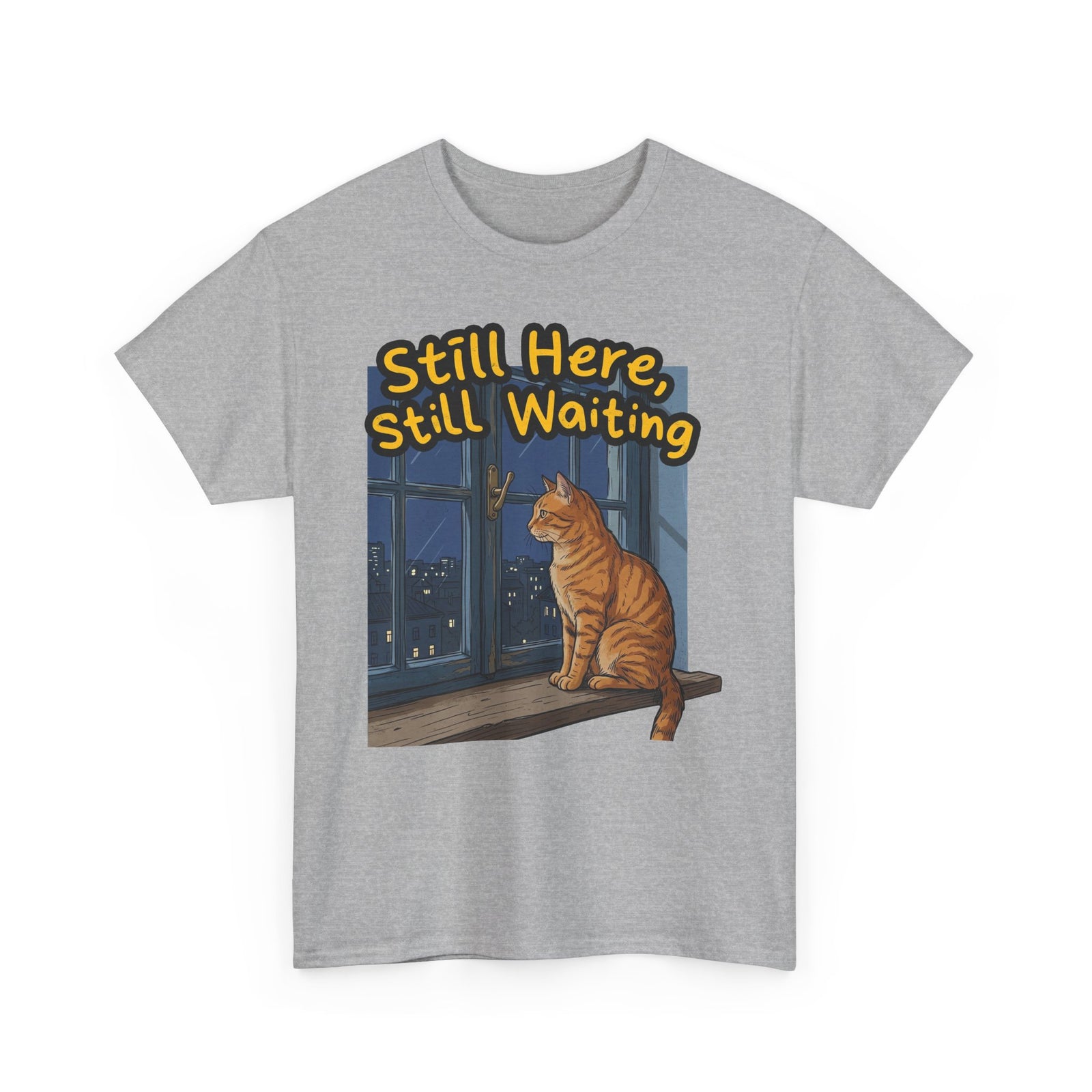 Cat Window Tee — "Still Here, Still Waiting" Graphic T‑Shirt