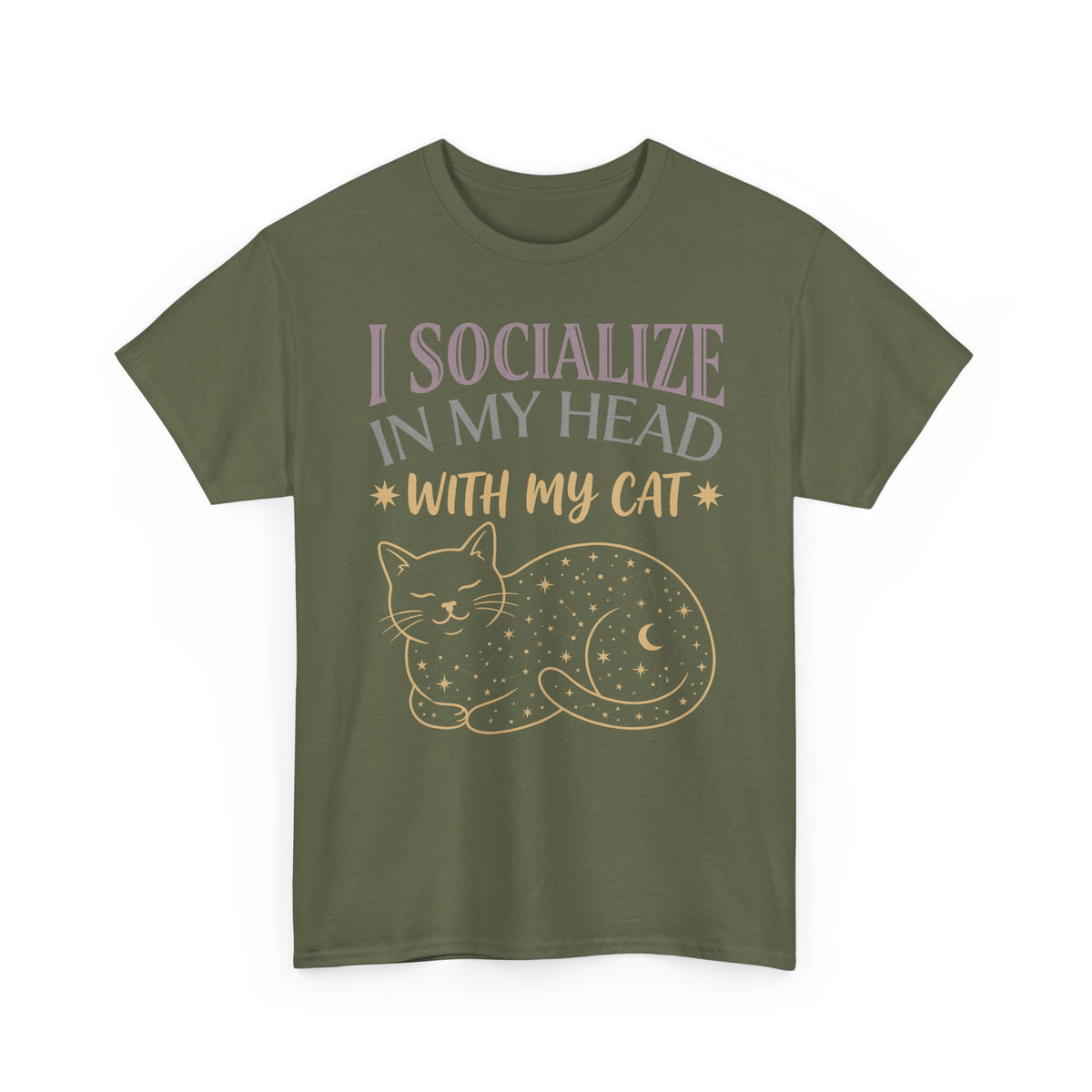 I Socialize in My Head With My Cat T-Shirt — Funny Cat Lover Tee