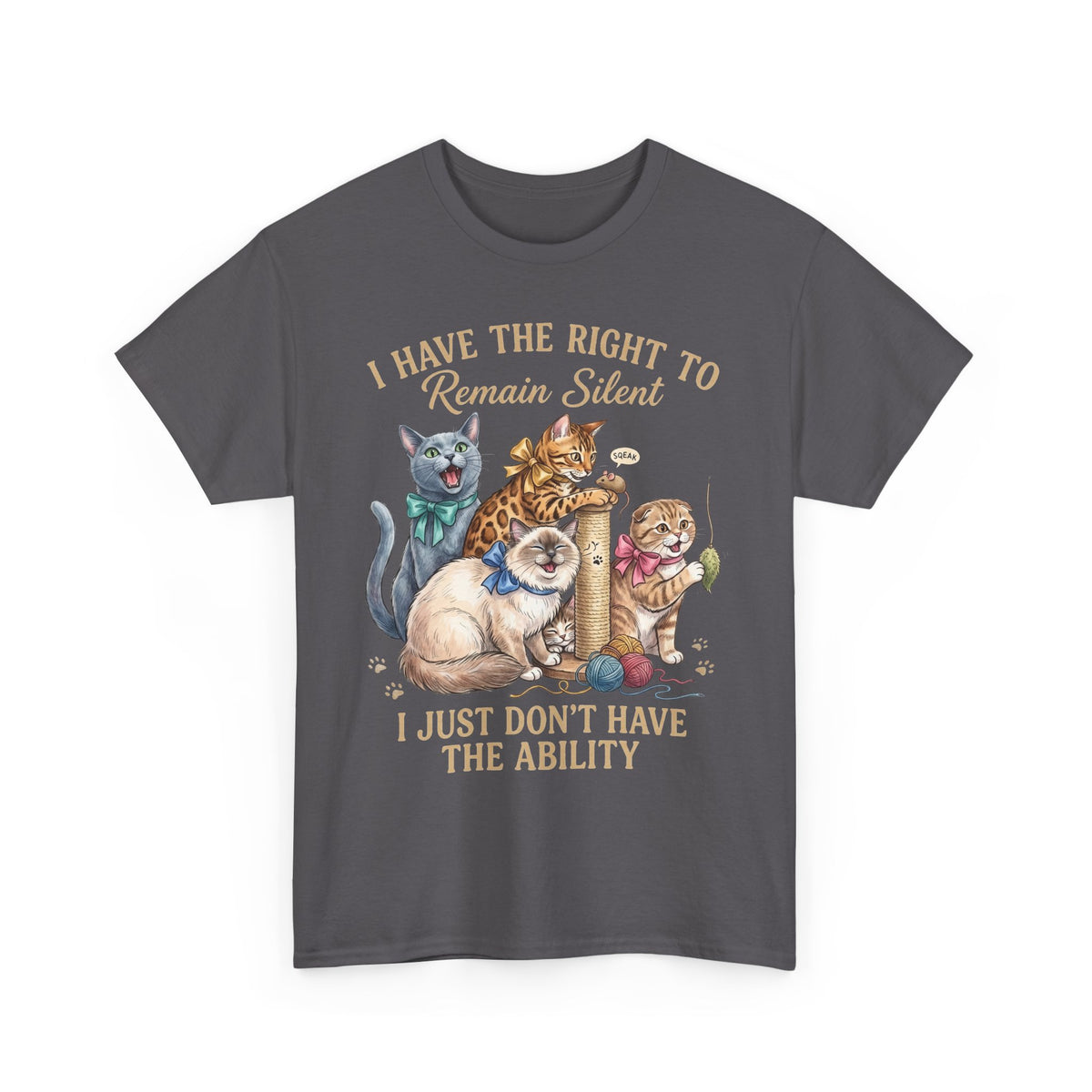 Cat Graphic Tee — "I Have the Right to Remain Silent, I Just Don't Have the Ability"