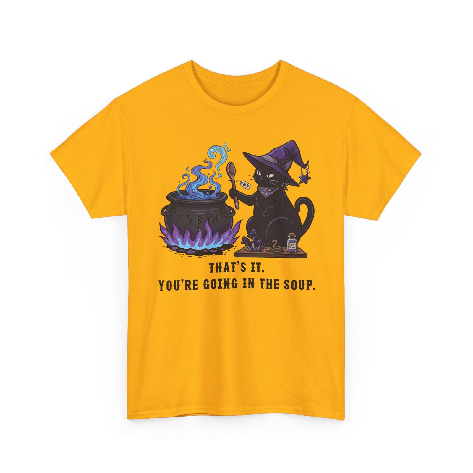Black Cat “Purrfect Potion” Tee — Witchy Cat Graphic T-Shirt
