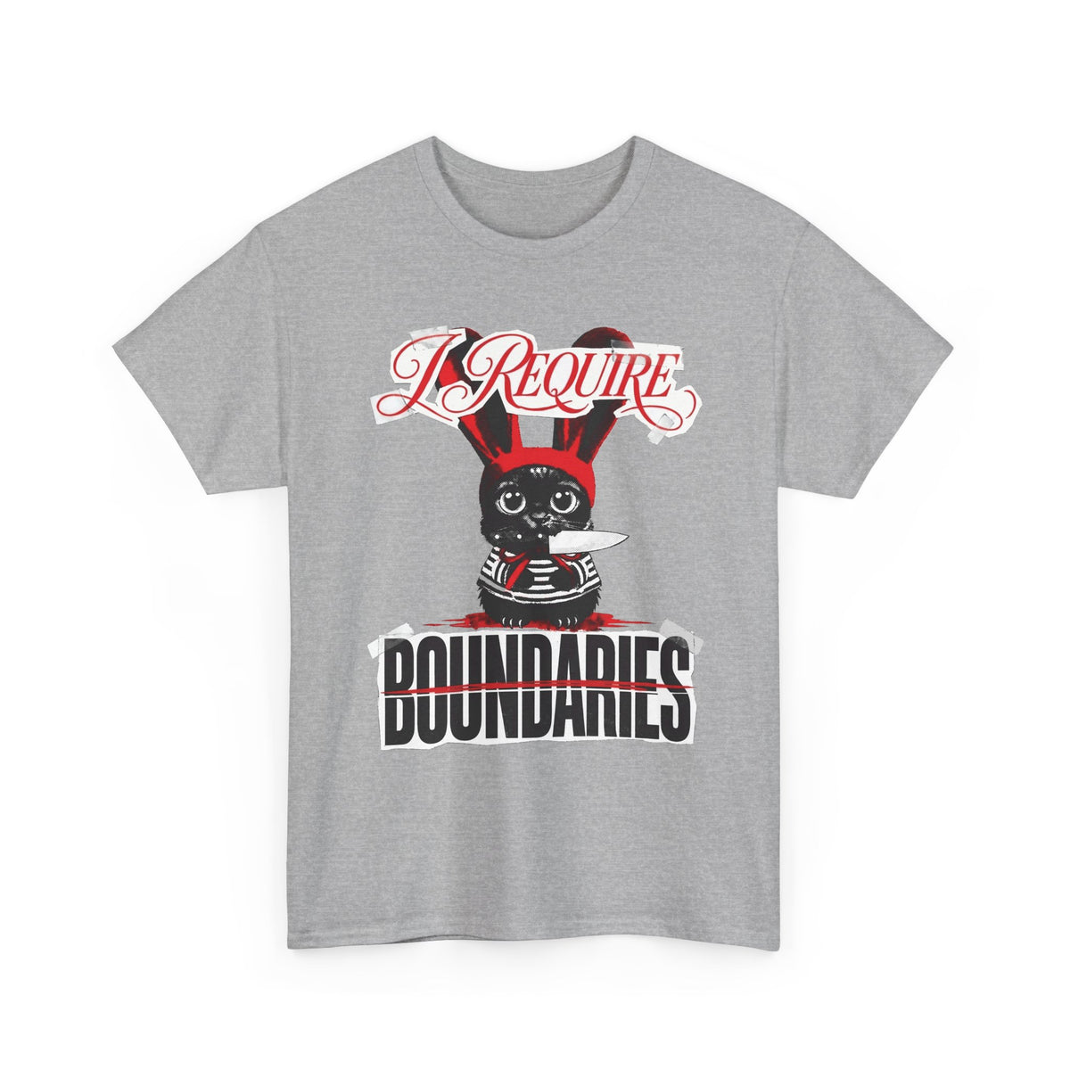 I Require Boundaries T-Shirt — Funny Creepy Cute Cat Knife Tee