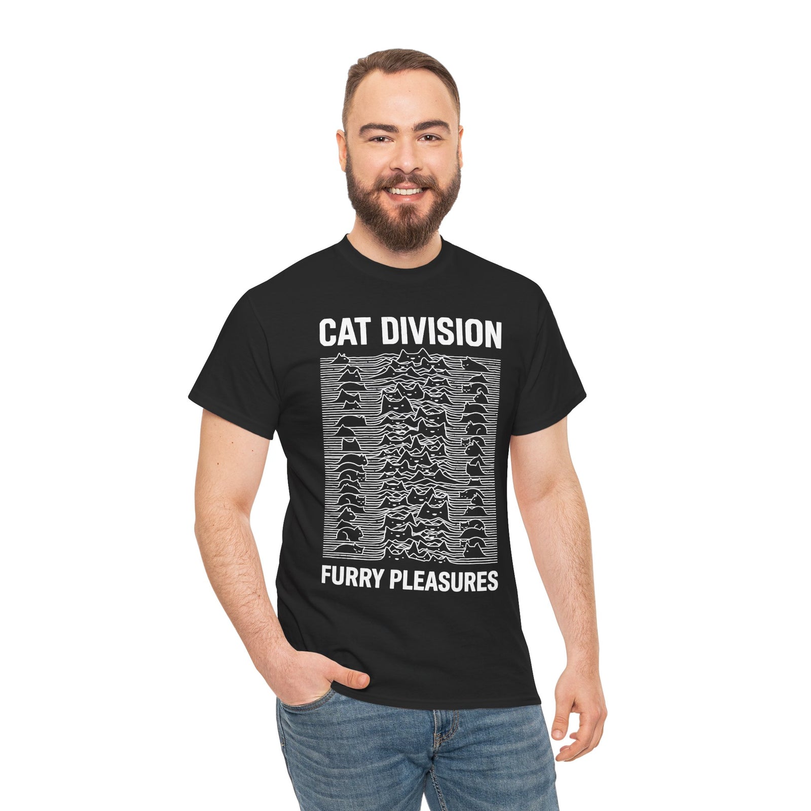 Cat Division Tee — "Furry Pleasures" Graphic Cat Silhouette Shirt