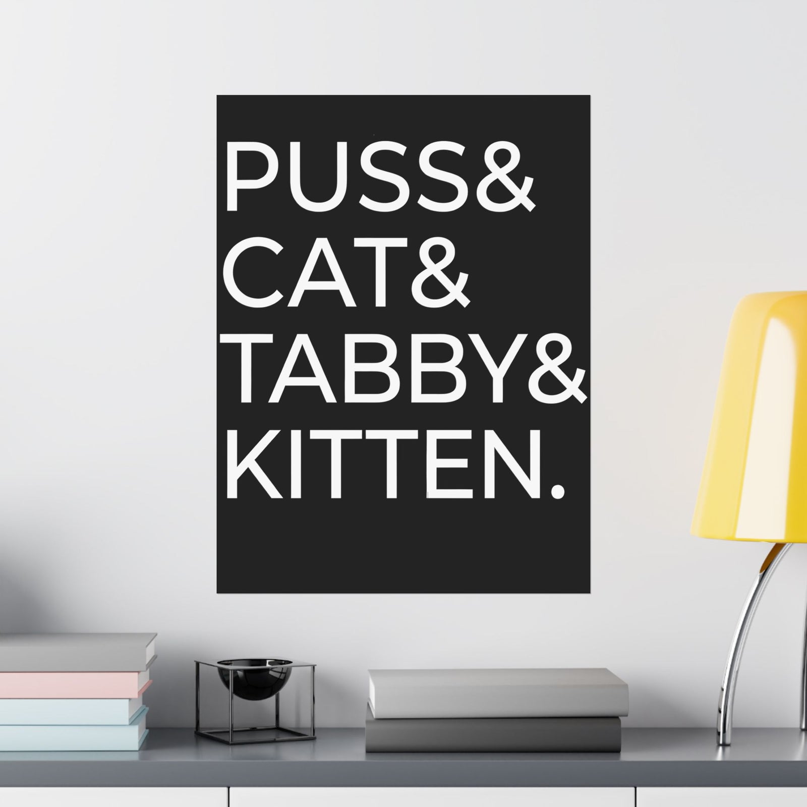 Puss and Kitten Cat Poster — Cute Tabby Cat Graphic Poster