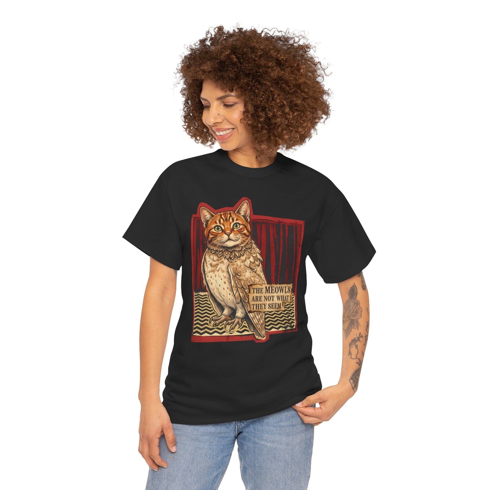 Meowls Are Not What They Seem T-Shirt — Mysterious Cat Quote Tee