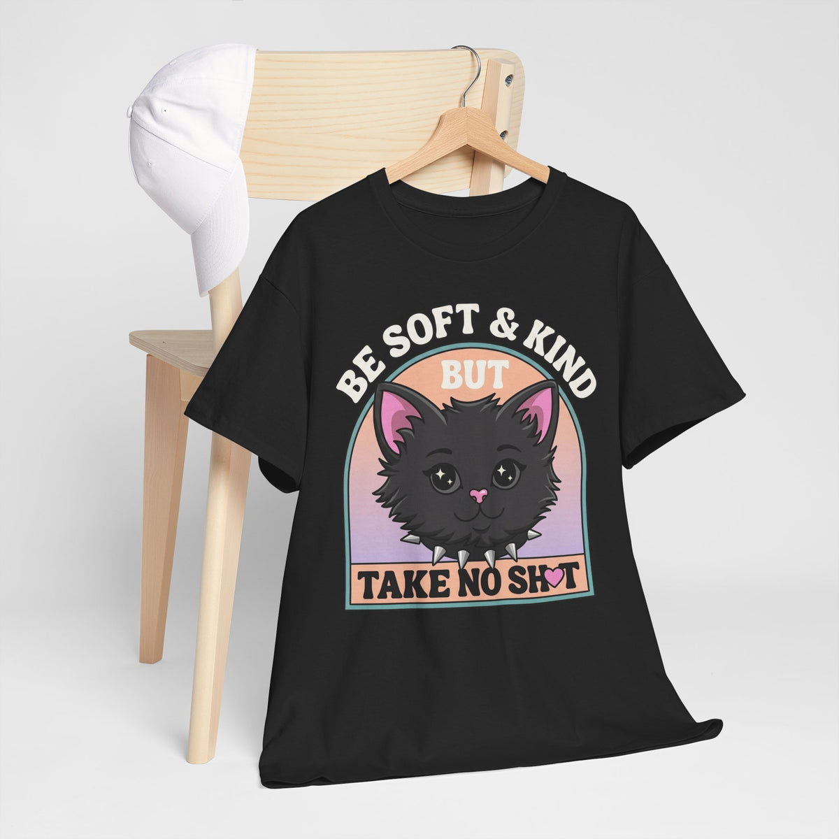 Funny Cat Attitude T-Shirt Be Soft And Kind But Take No Shit Tee