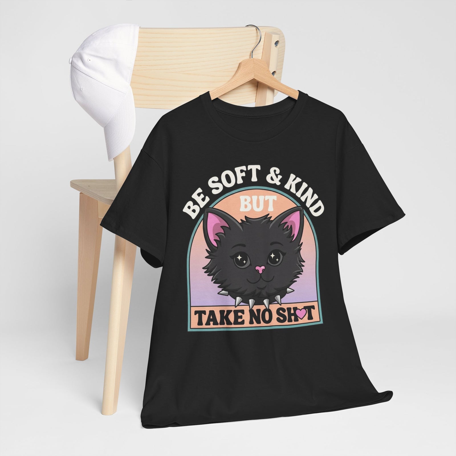 Funny Cat Attitude T-Shirt Be Soft And Kind But Take No Shit Tee