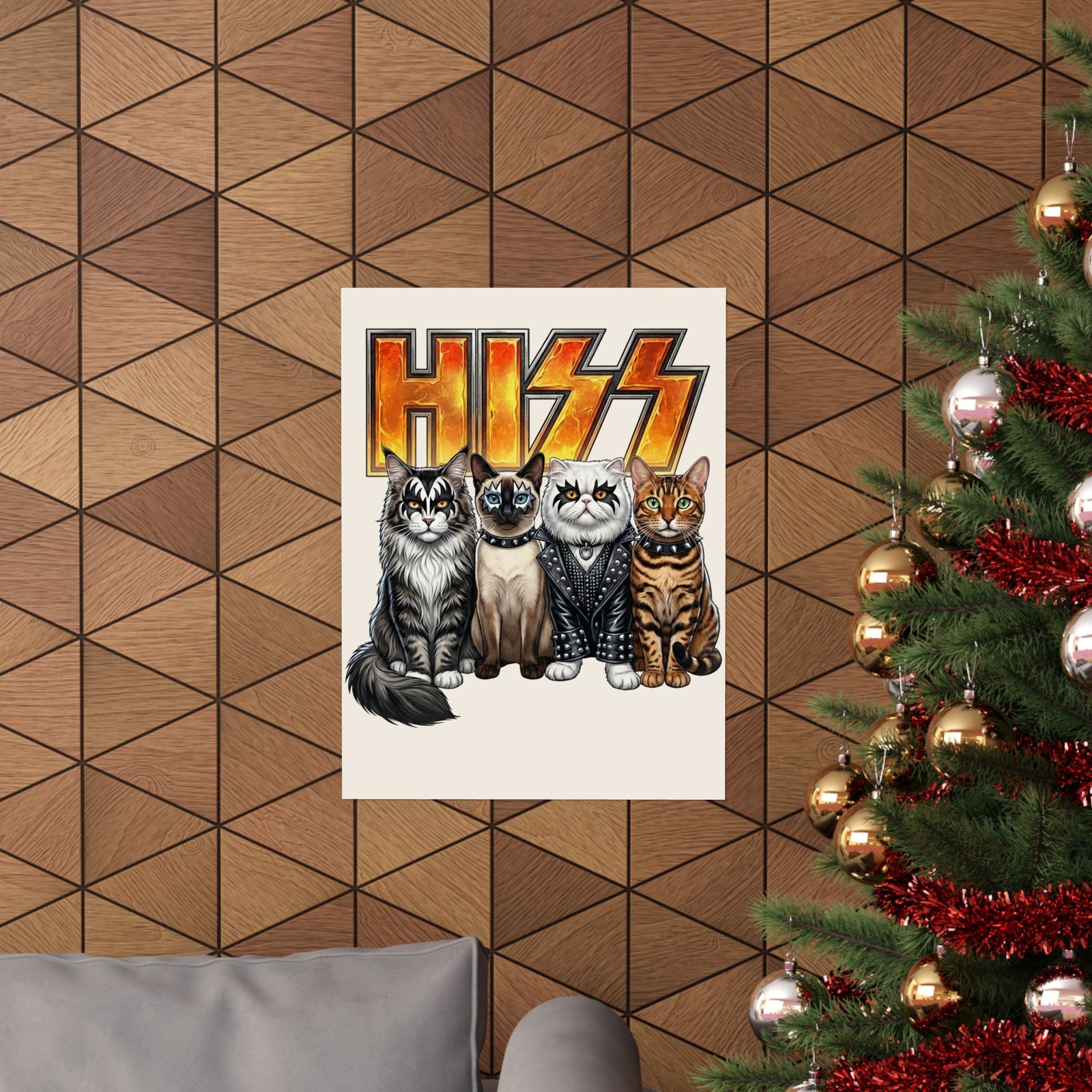Heavy Metal Cat Hiss Poster — Retro Rock Cat Graphic Poster