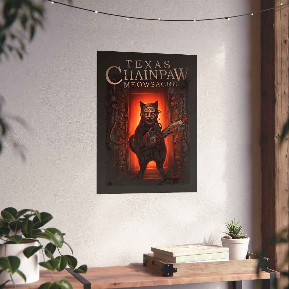 Texas Chainpaw Meowsacre Poster — Funny Horror Black Cat Parody Poster