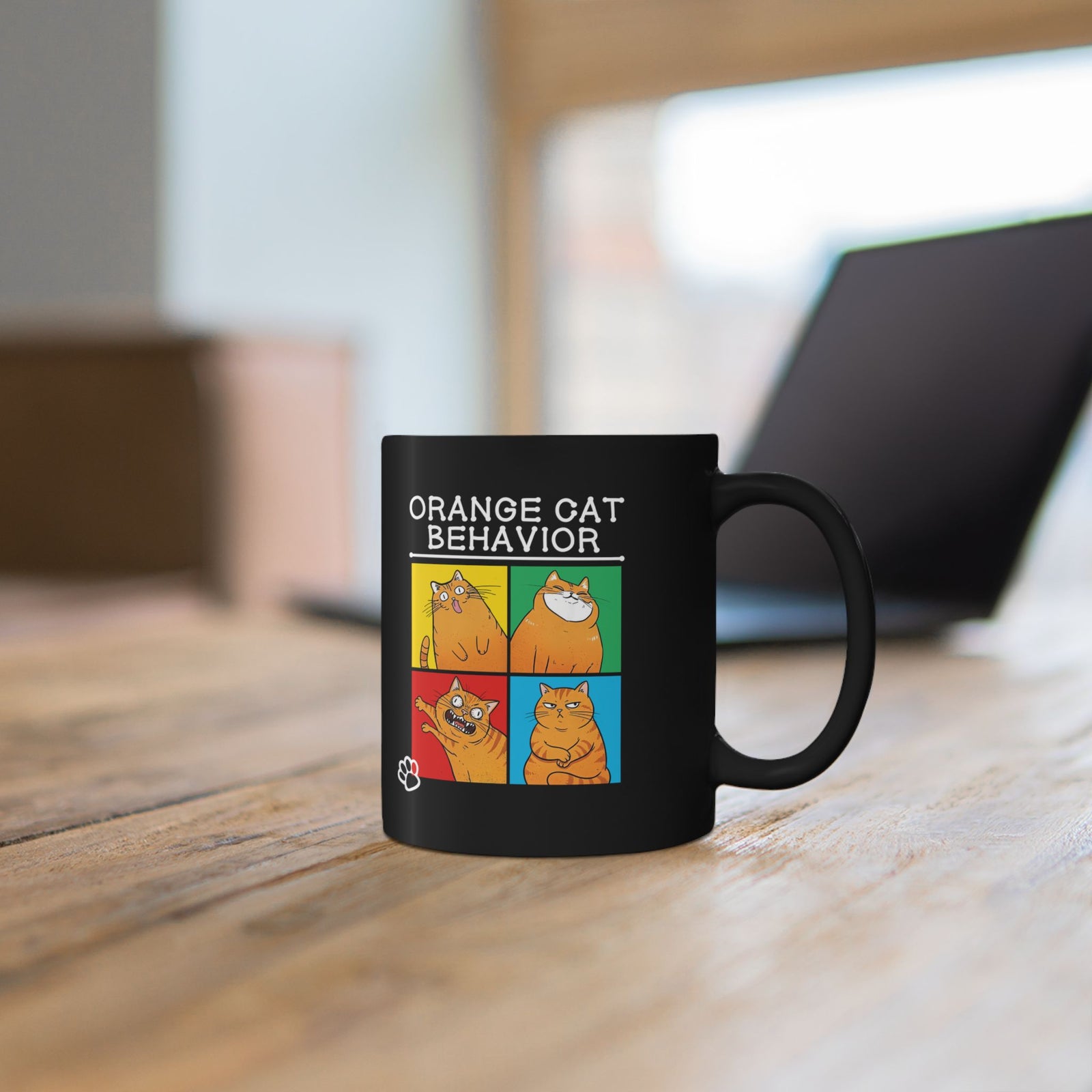 Orange Cat Behavior Black Mug Funny Cat Lover Mug