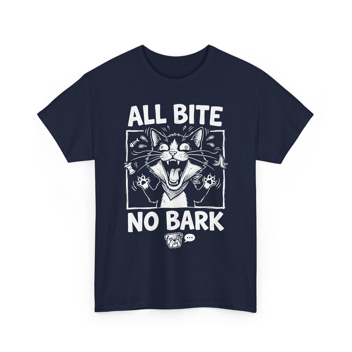 Cat All Bite No Bark T-Shirt — Funny Cat Lover Tee